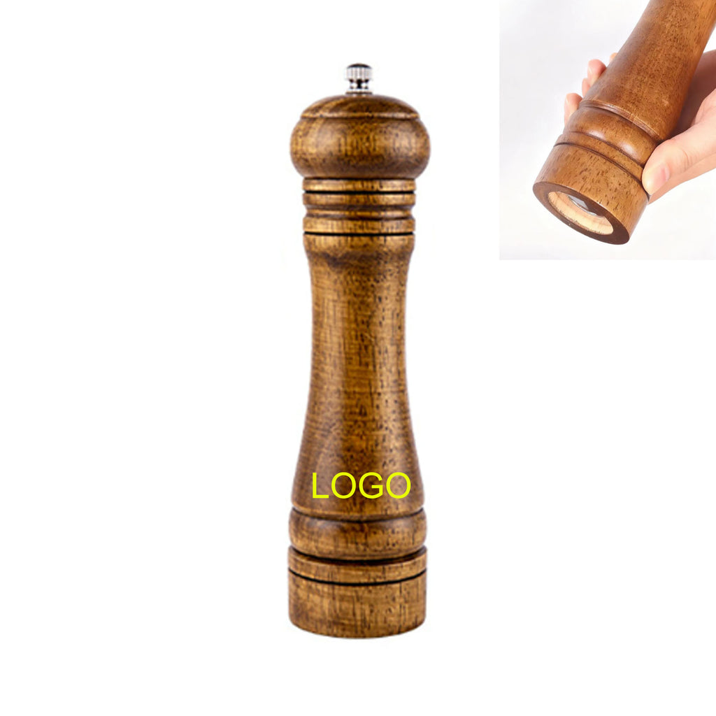 8in Oak Pepper Grinder with Adjustable Coarseness
