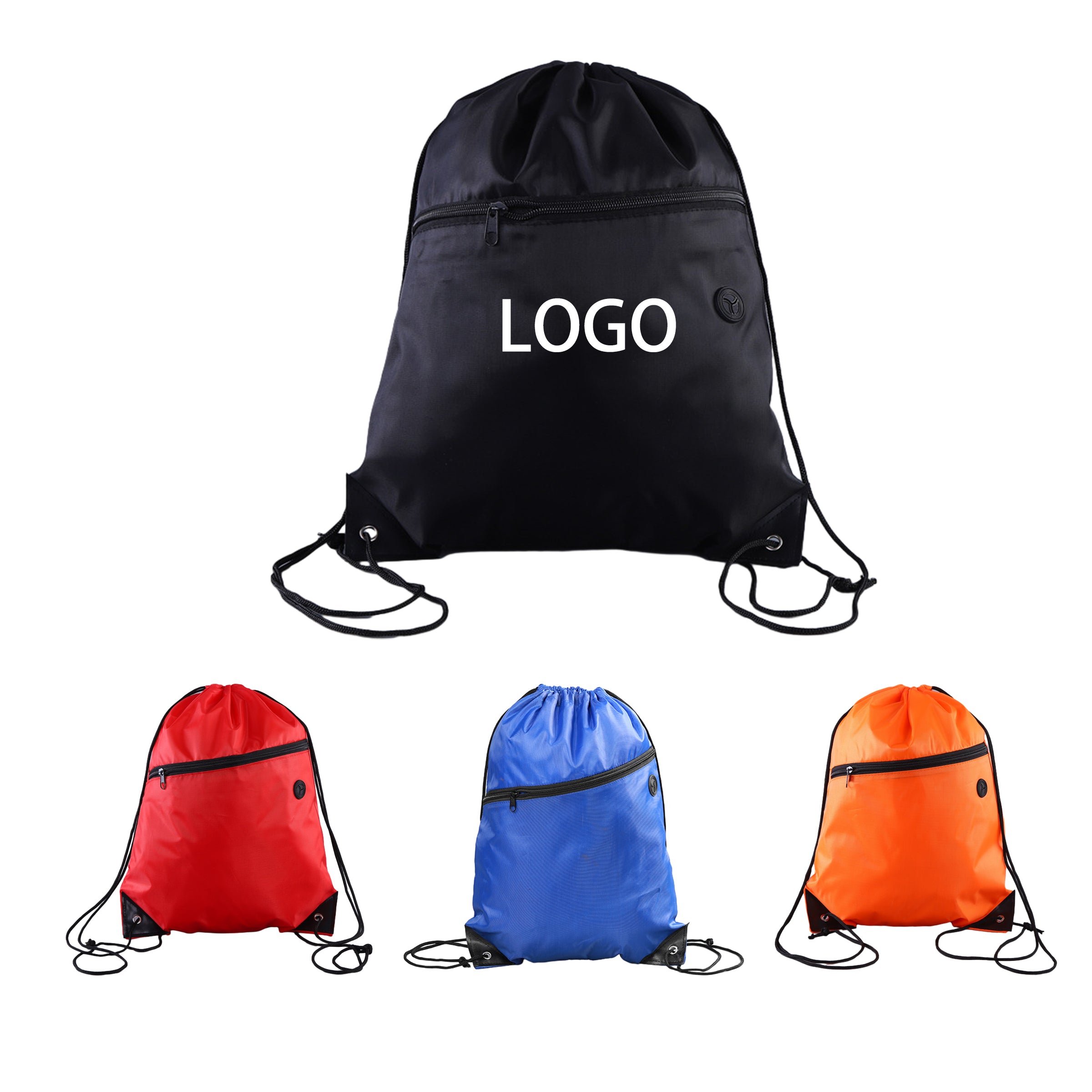 Drawstring Backpack With Front Zipper