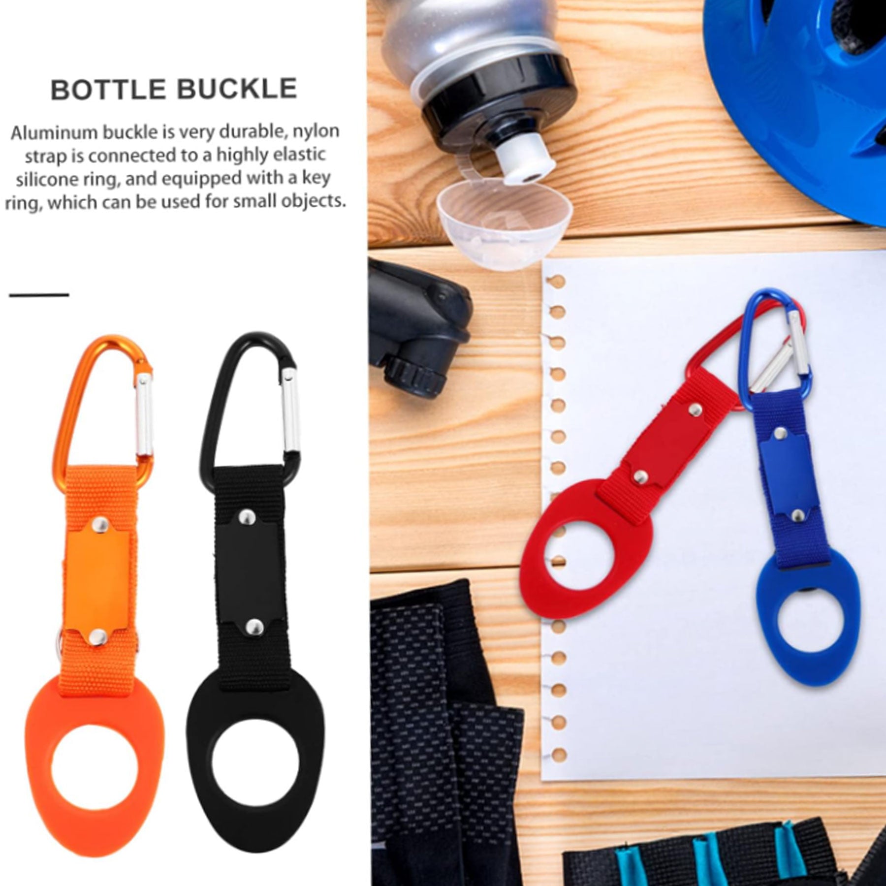 Silicone Water Bottle Holder With Carabiner Buckle