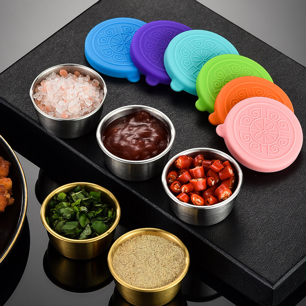 Small Condiment Containers with Silicone Lids
