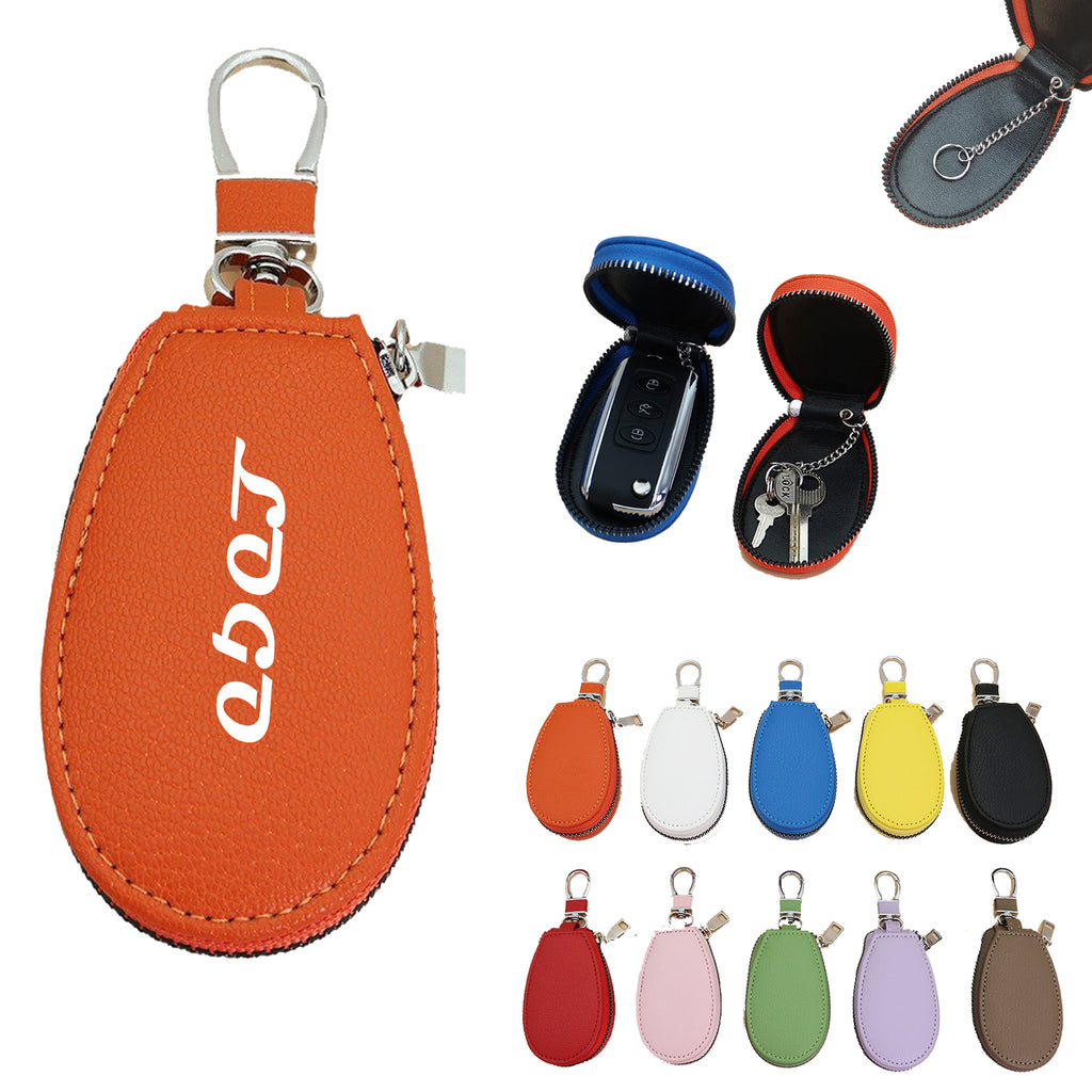 PU Leather Car Key Fob Protector Keychain Holder with Zipper