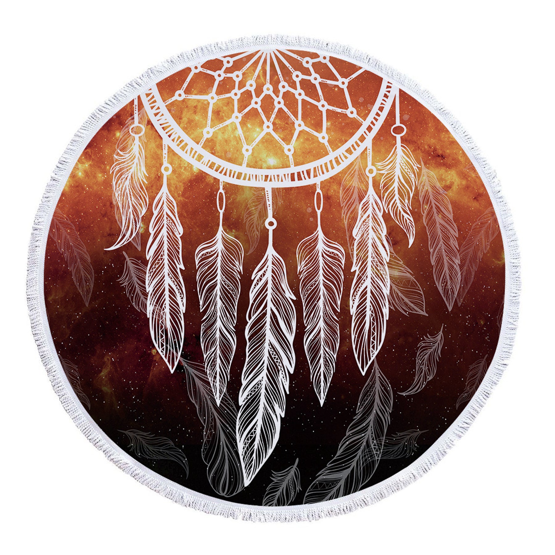 Dreamcatcher Printing Round Beach Towel With Tassels