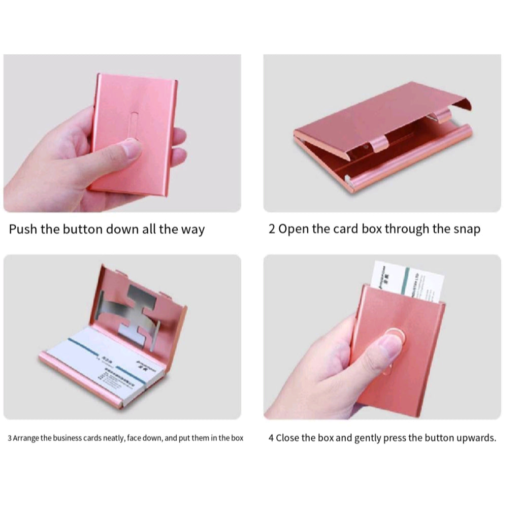 Portable Push Release Metal Business Card Holder