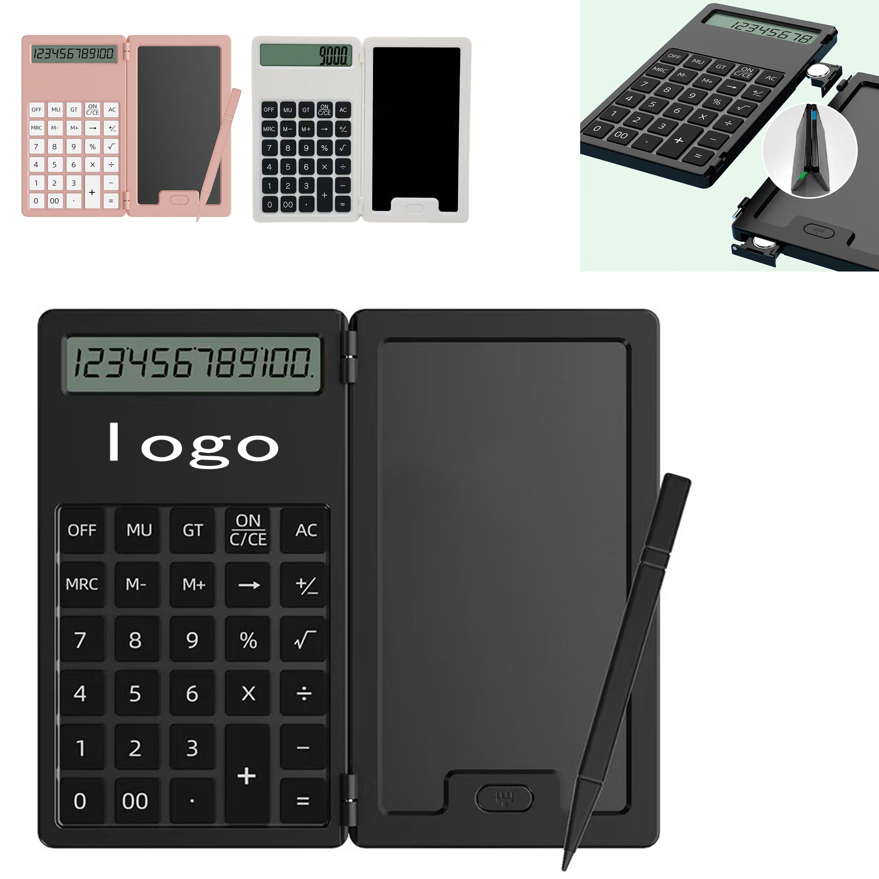 Foldable Calculator With LCD Writing Tablet