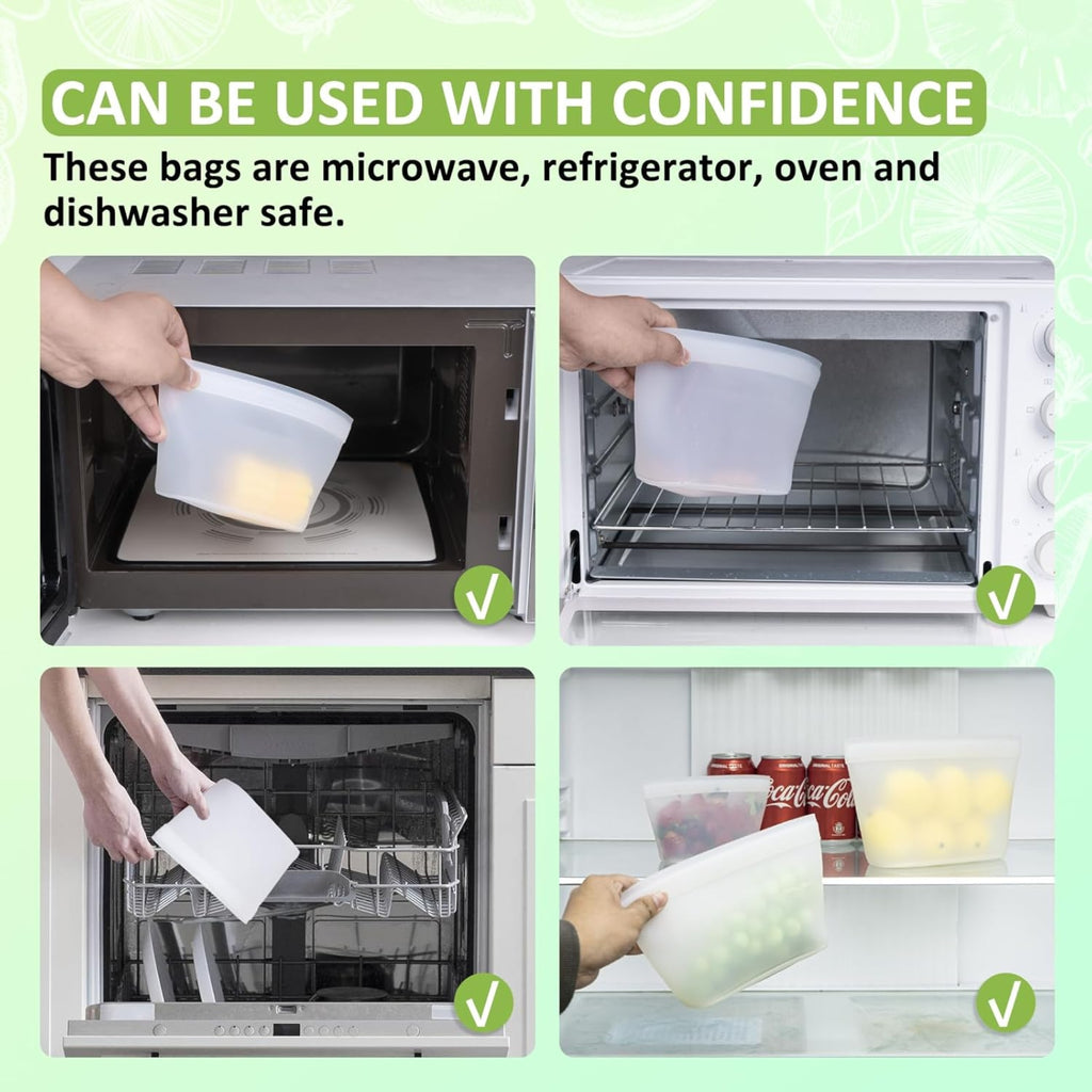 3 - Piece Reusable Silicone Food Storage Bag Set