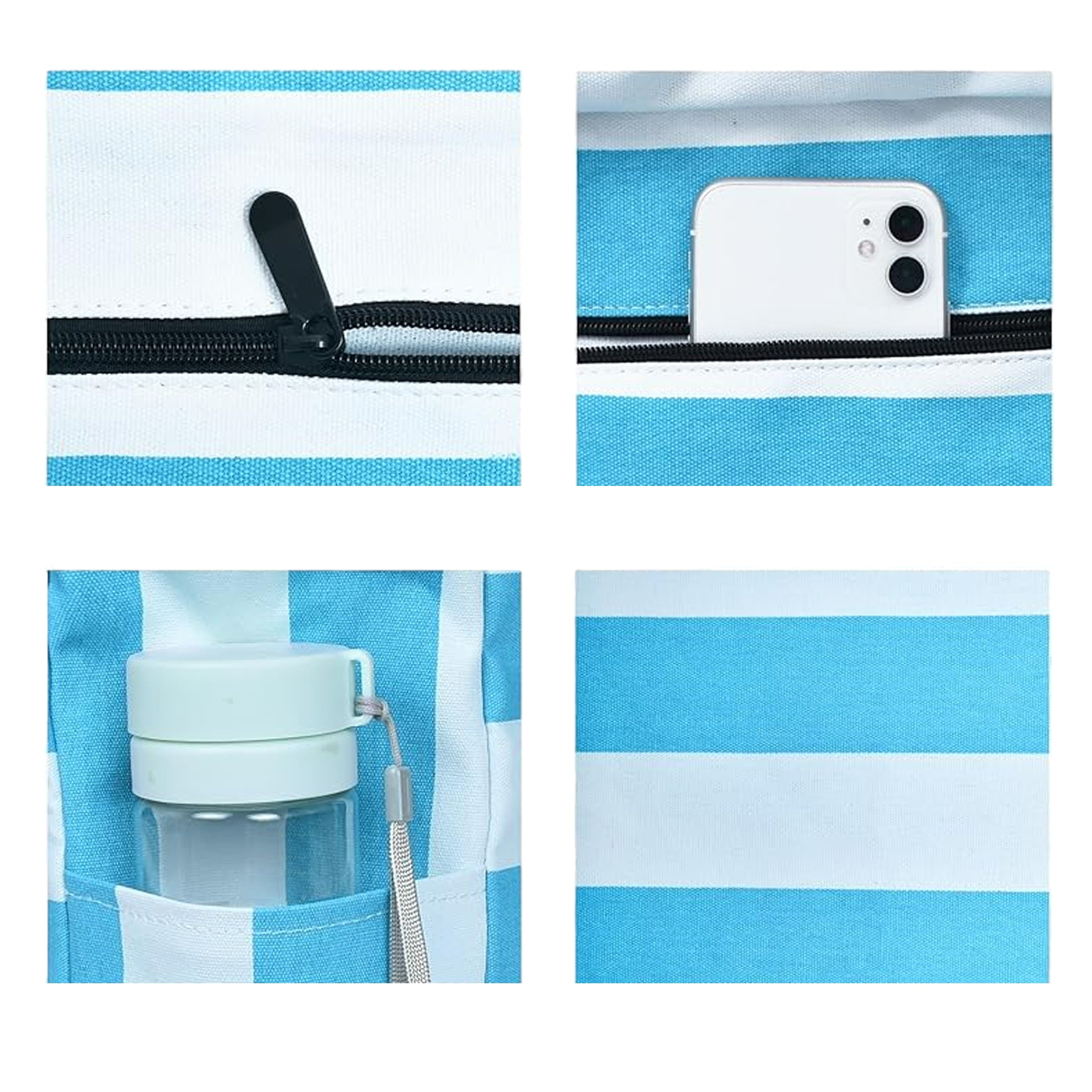 Sandproof Beach Bag With Zip Stripe