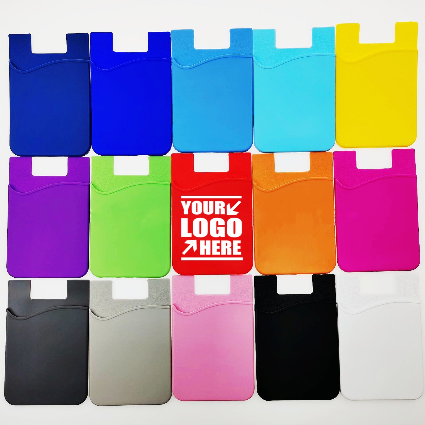 15 Colors Optional Silicone Card Holder Wallet With Adhesive Back