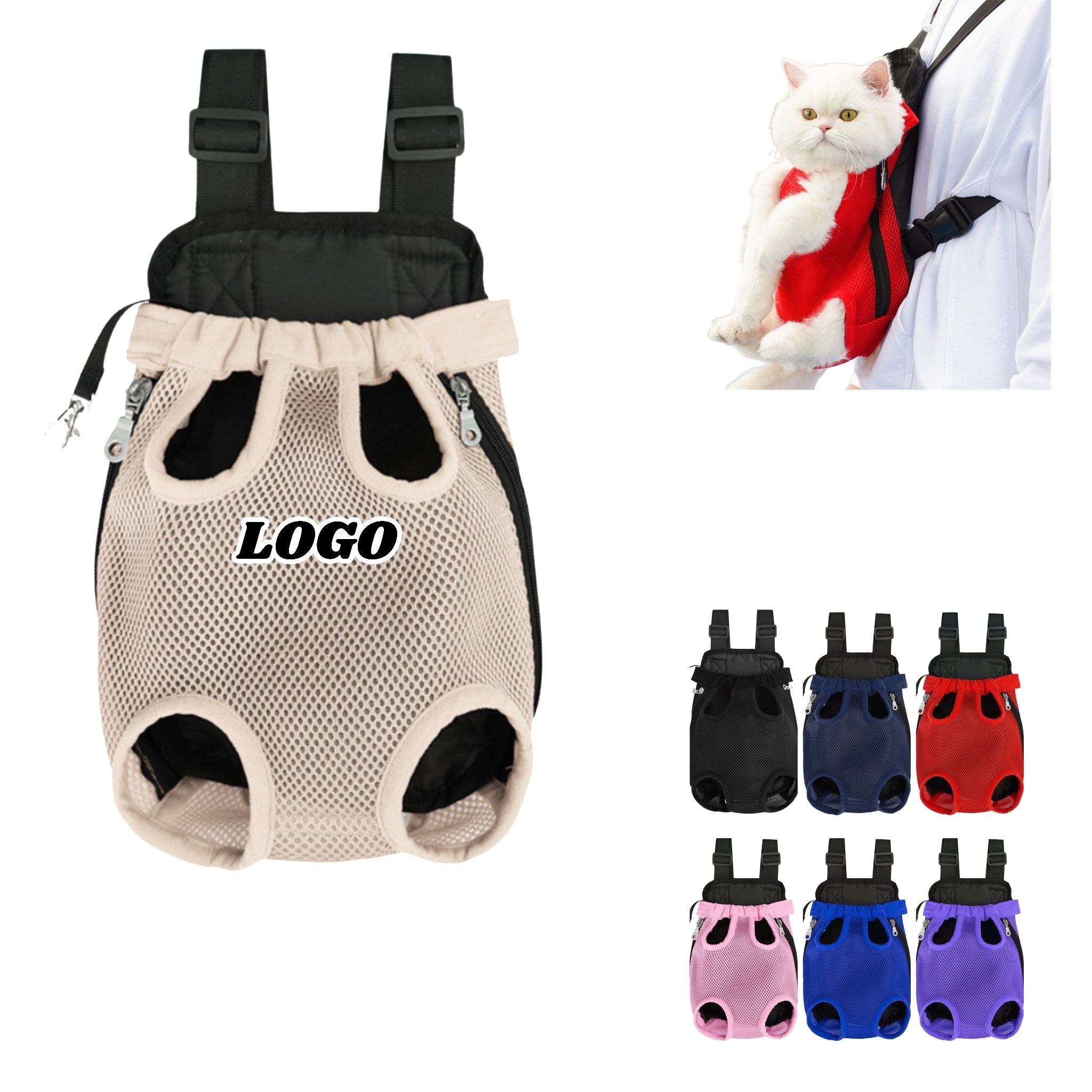 Vented Mesh Pet Carrier Backpack Front Travel Hiking Bike