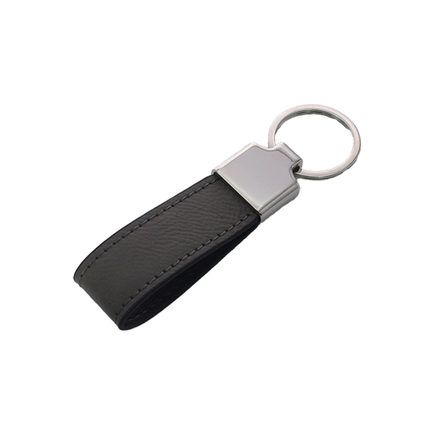 Leather Strap Keychain Metal Plate