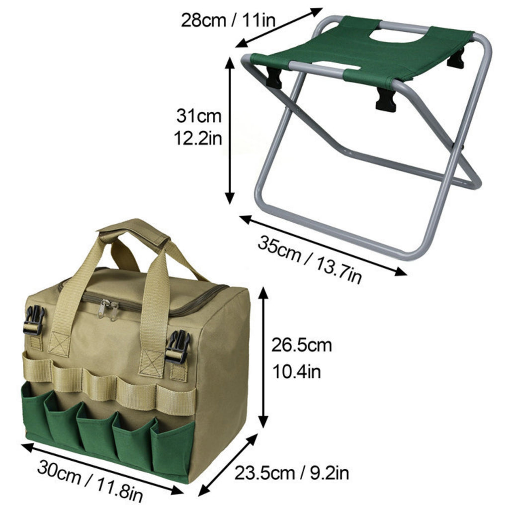 Garden Folding Stool with Tools Storage Bag