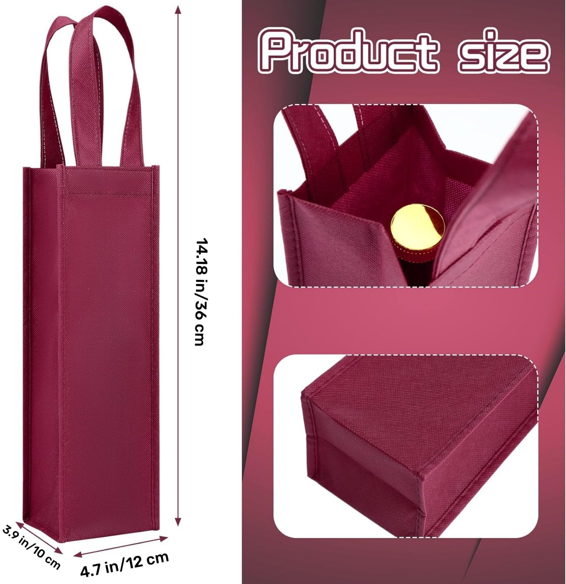 Single Bottle Non-woven Wine Tote Bag