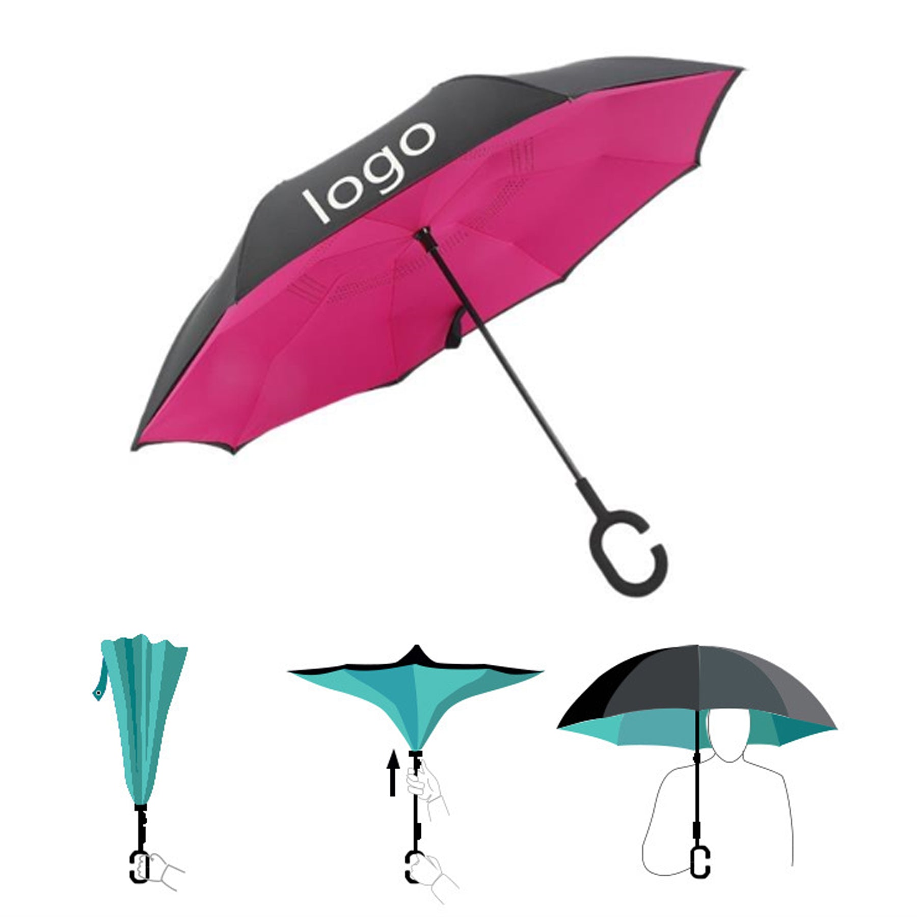 Double Layer Inverted Windproof Reverse Umbrella