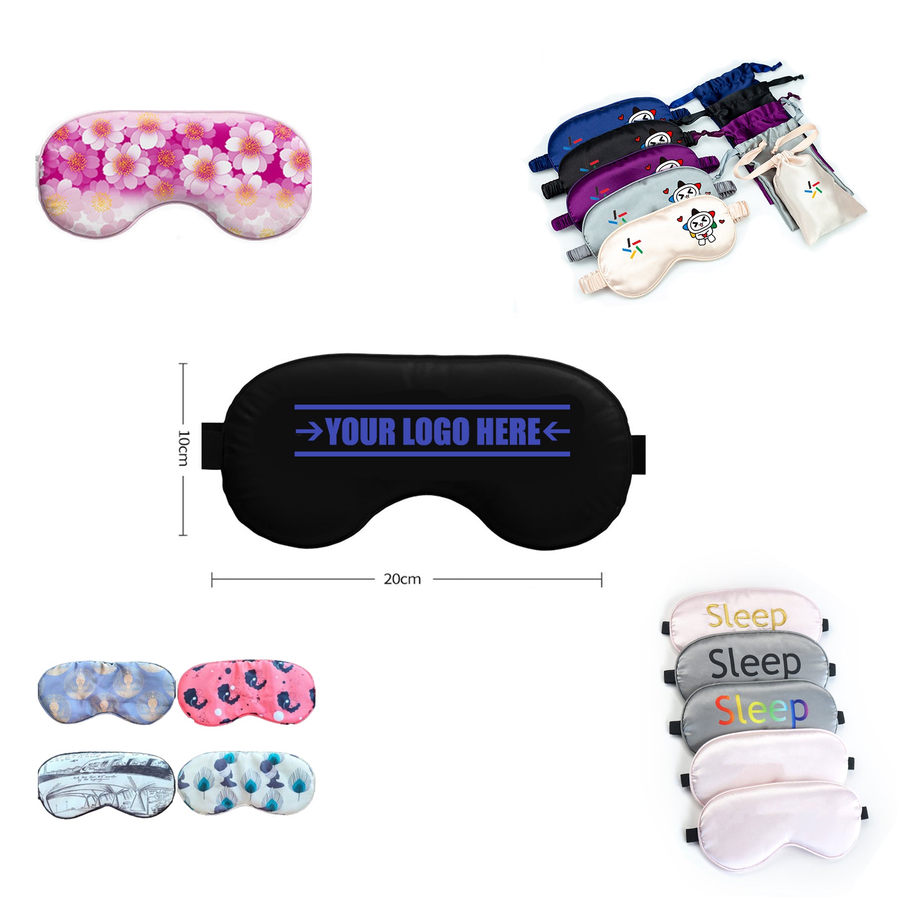Silk Satin Sleep Eye Mask With Drawstring Bag