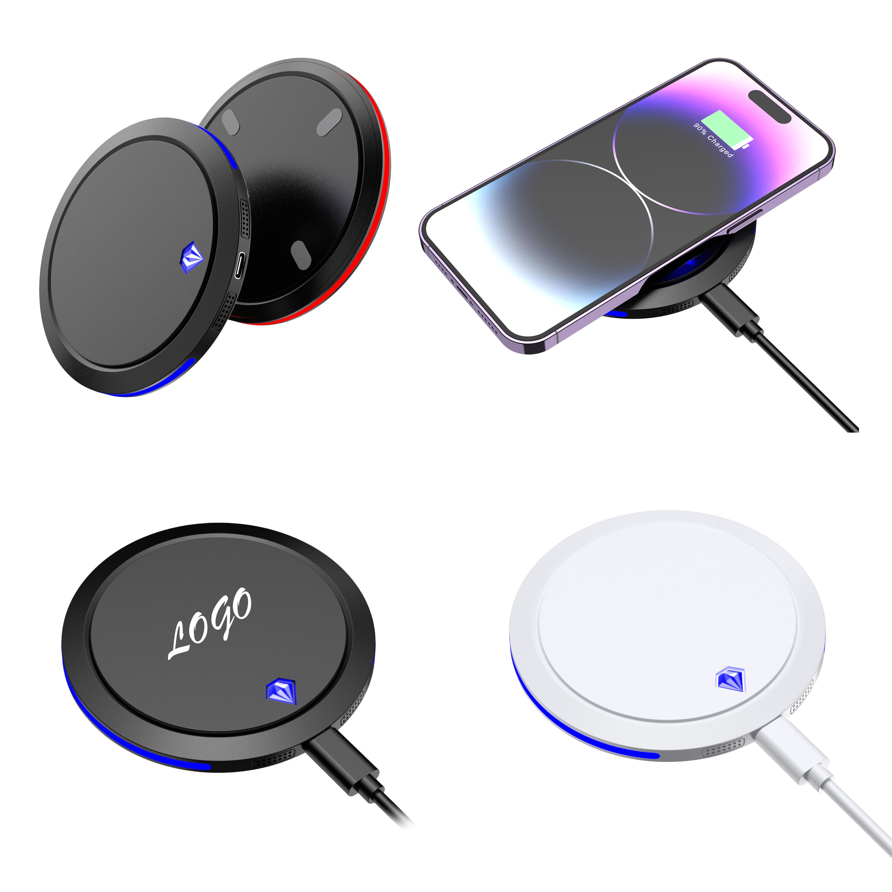 15W Round Wireless Charger – Fast Charging