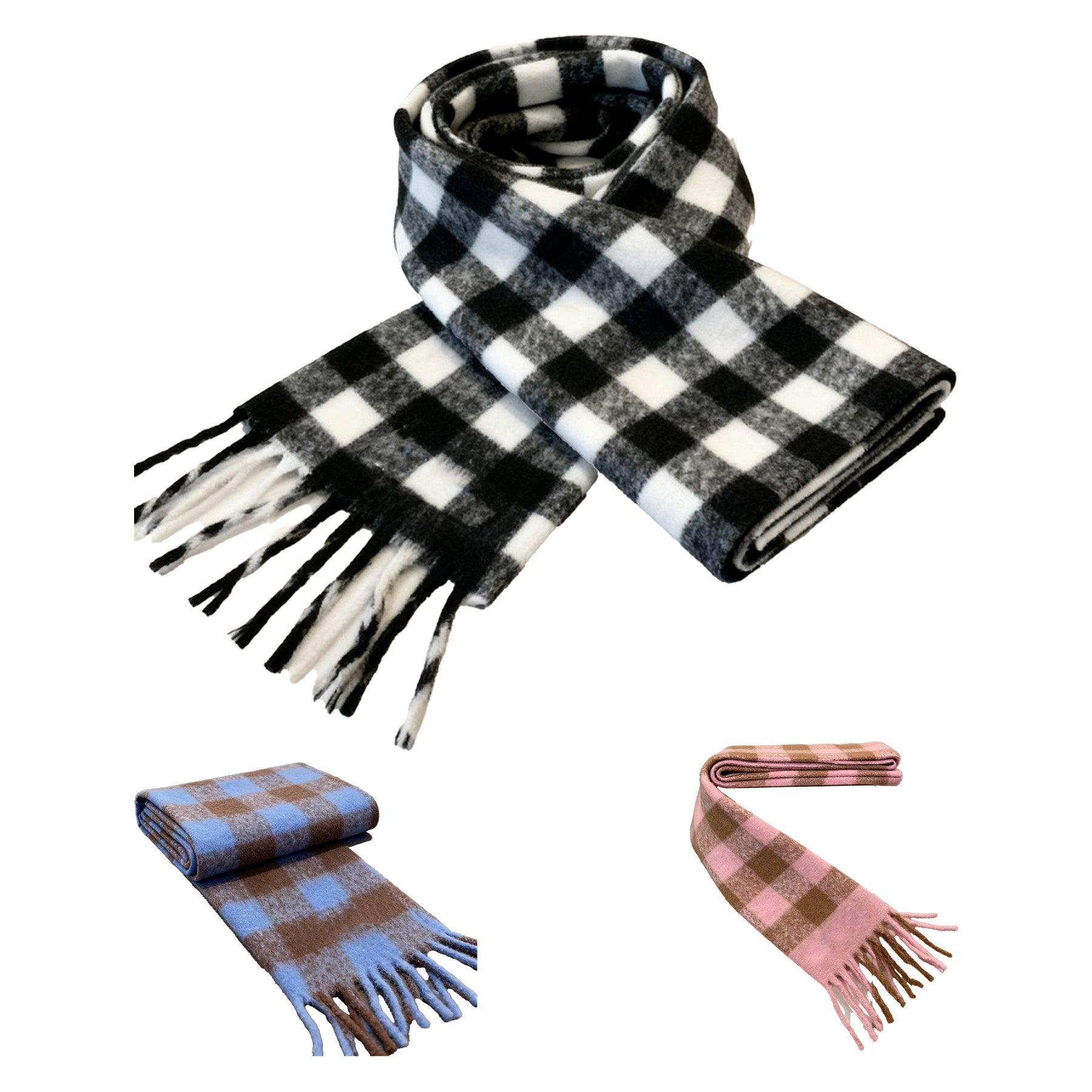 Warm Knitted Woven Scarf W/ Tassel