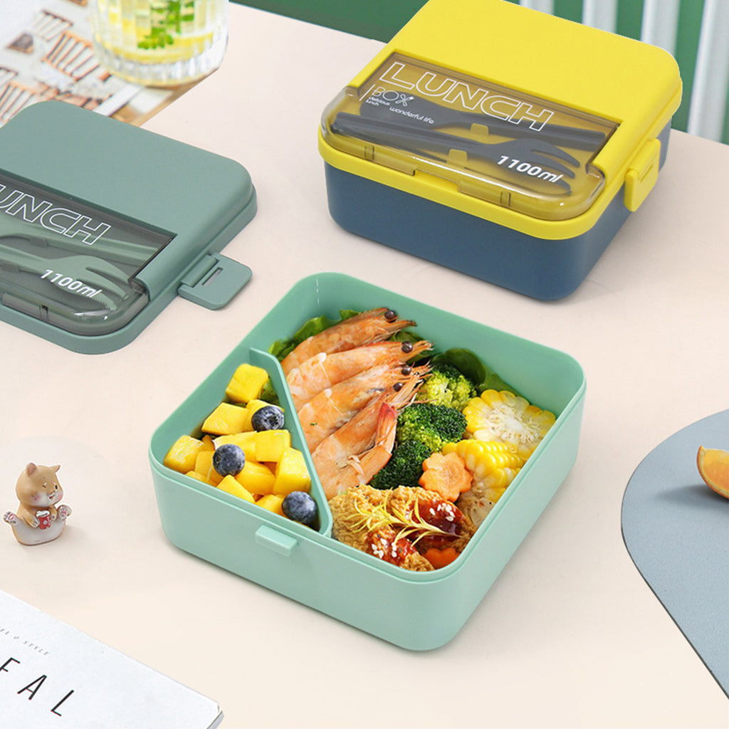 Portable Square Lunch Box With Cutlery