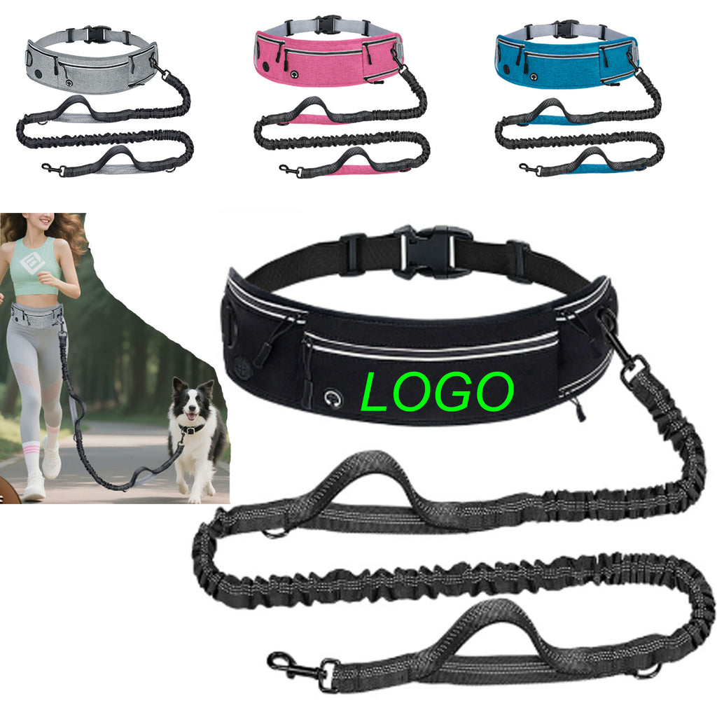 Nylon Anti Pull Dog Leash with Reflective Waist Bag