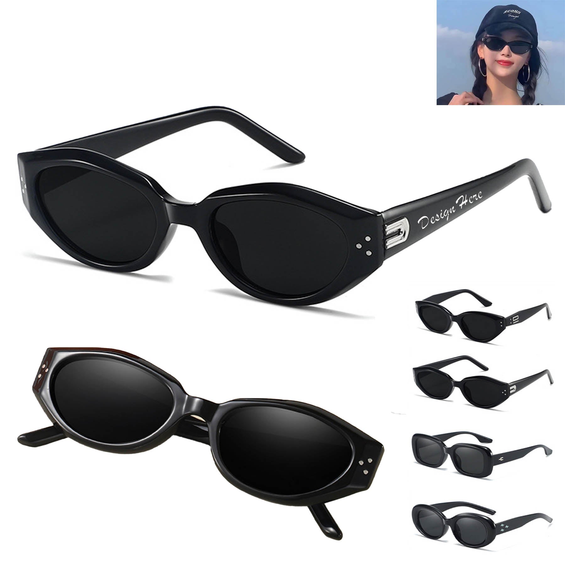 Cat Eye Sunglasses With Sunshade And Uv Protection