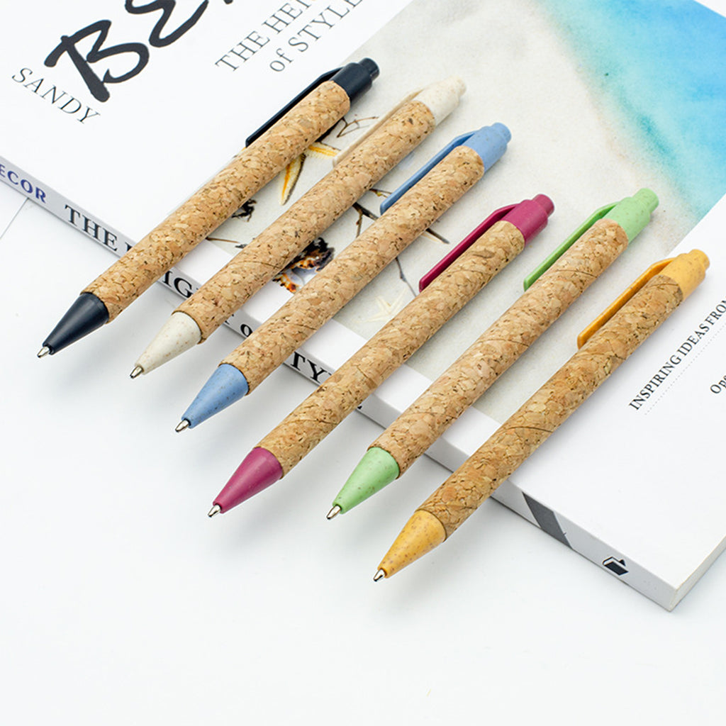 Multi Color Cork Wheat Straw Material Ballpoint Pen