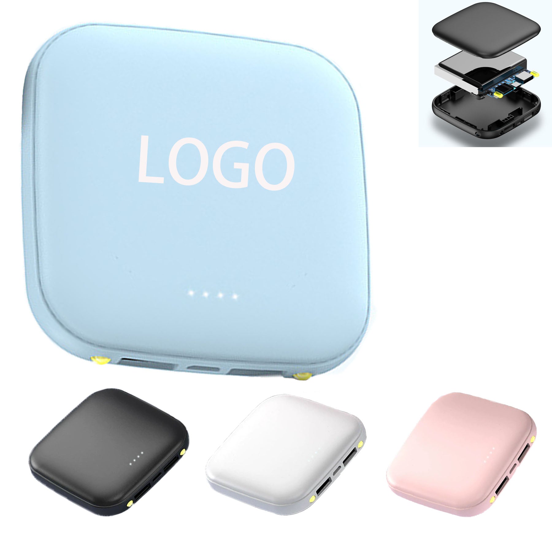 Custom Ultra-Slim Aluminum Mini Square Power Bank-5000mAh
