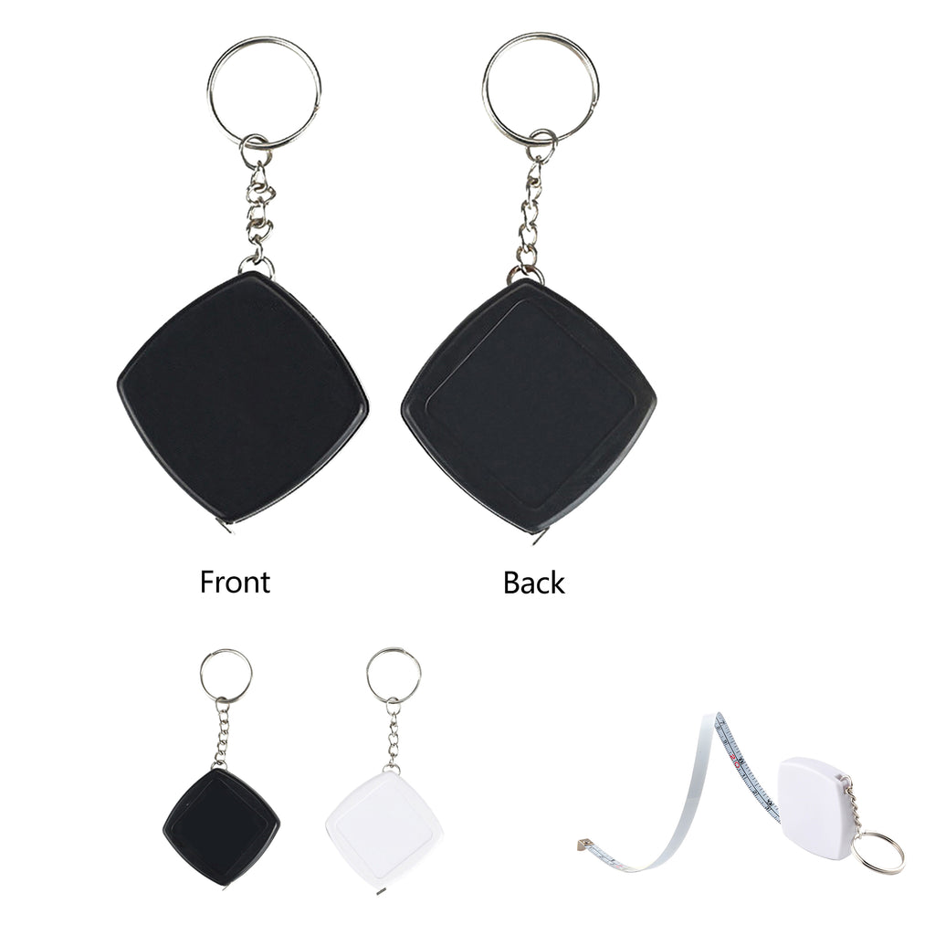 2M/6ft Square Steeless Pocket Measuring Tape With Keychain