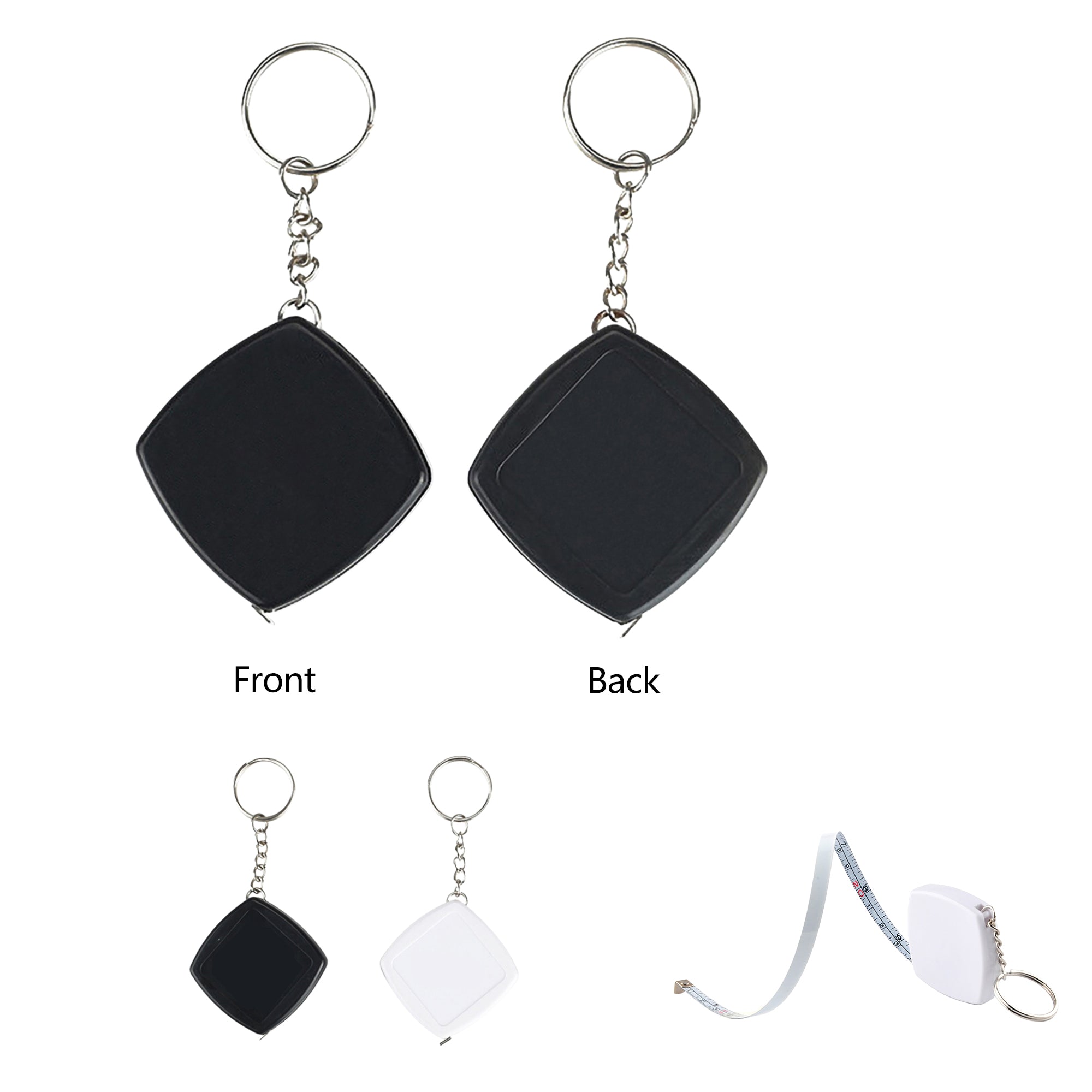 2M/6ft Square Steeless Pocket Measuring Tape With Keychain