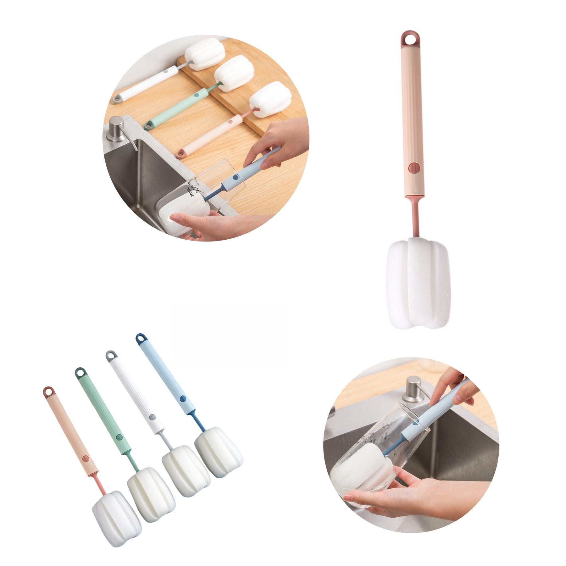 Long - Handled Sponge Cup Brush
