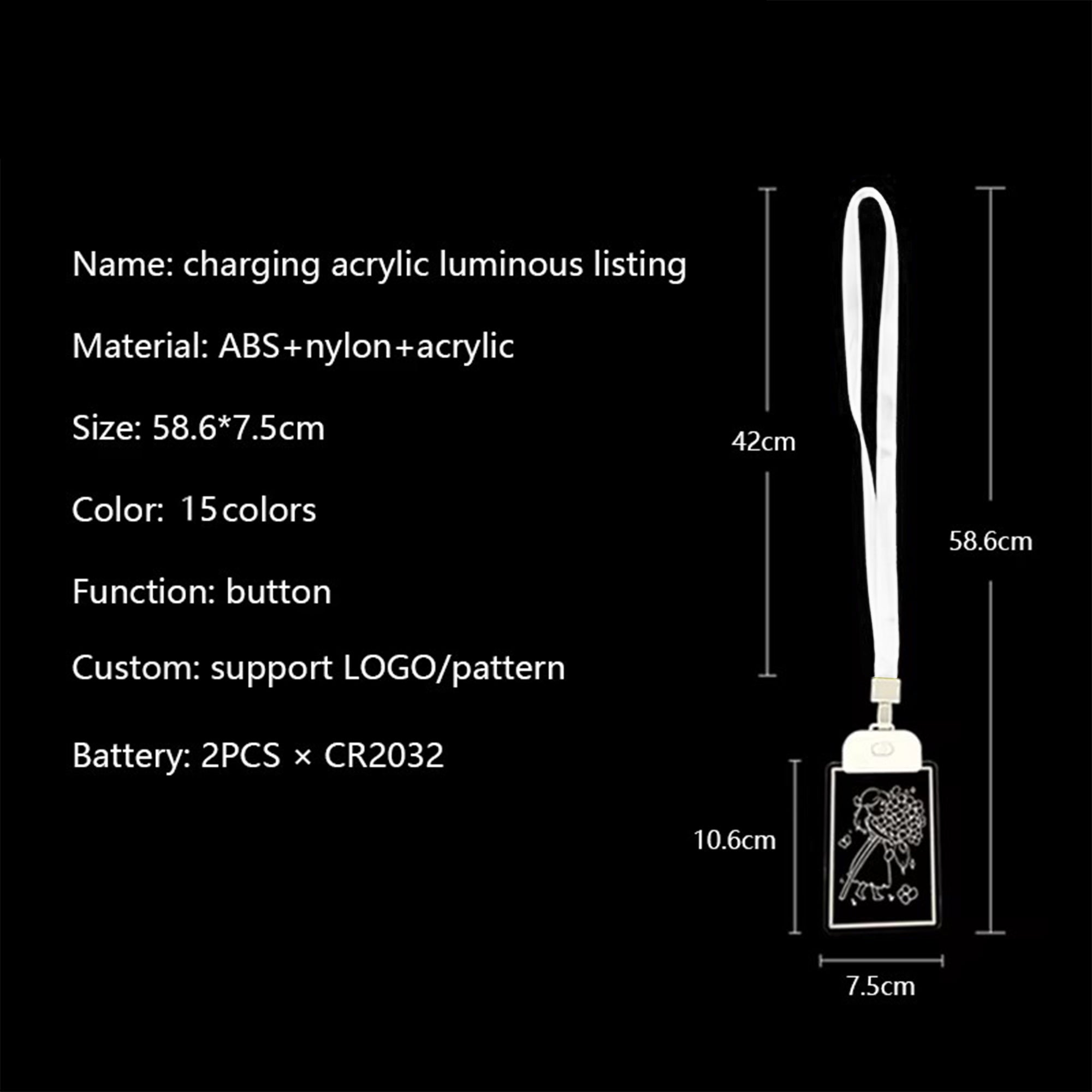 Luminous Acrylic Led Light Up Name Tag For Exhibition Events