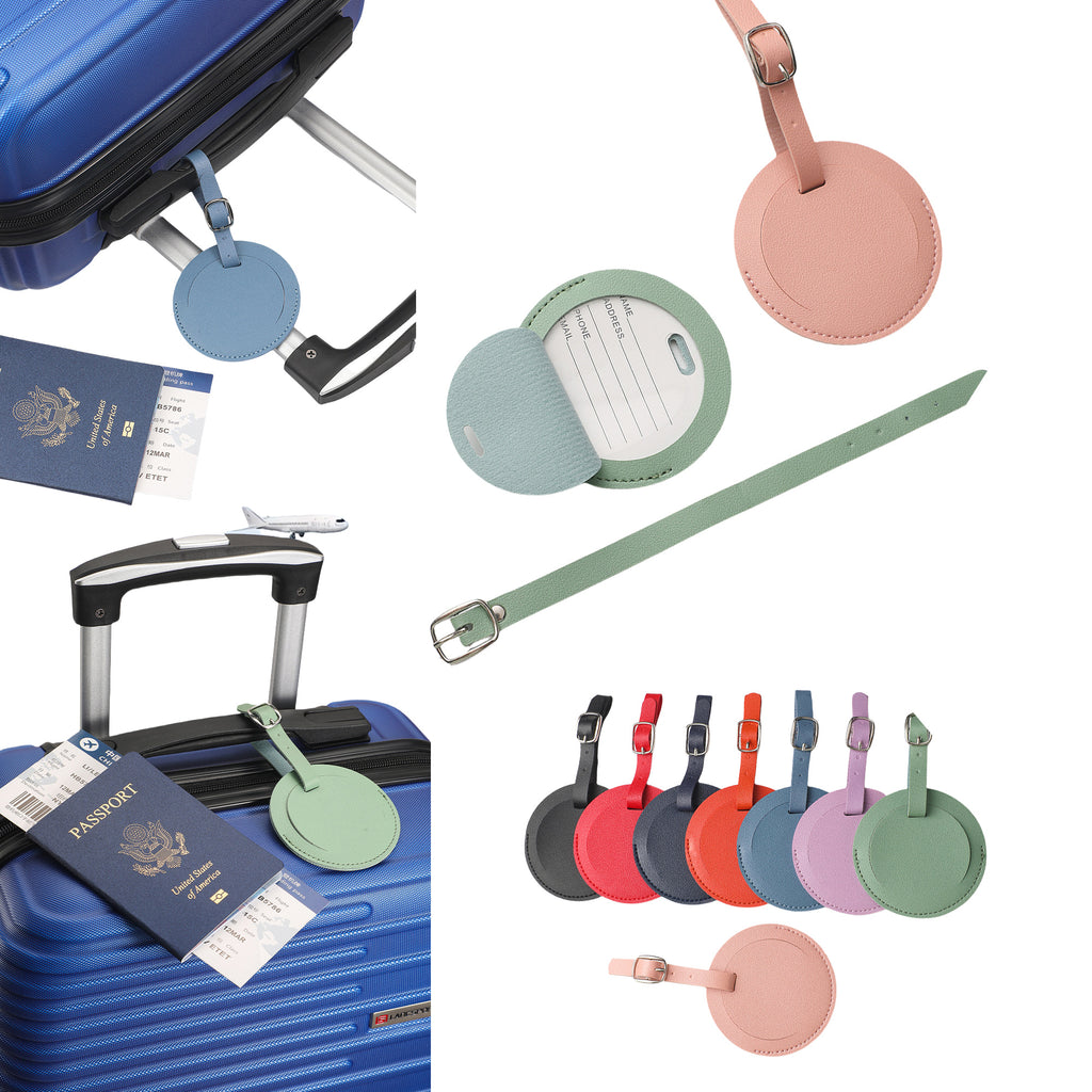 Premium Faux Leather Round Baggage ID Tag