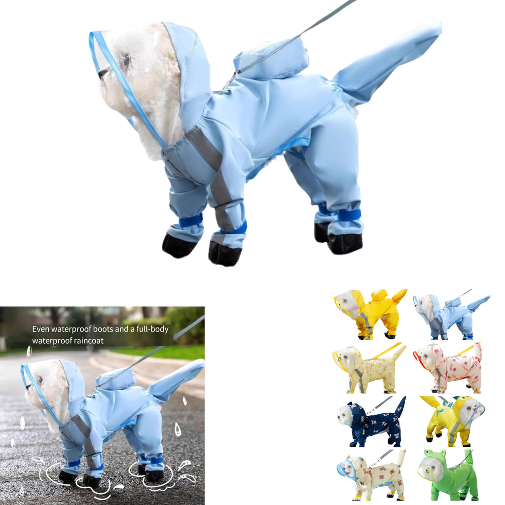 Waterproof Full Body Dog Raincoat With Boots