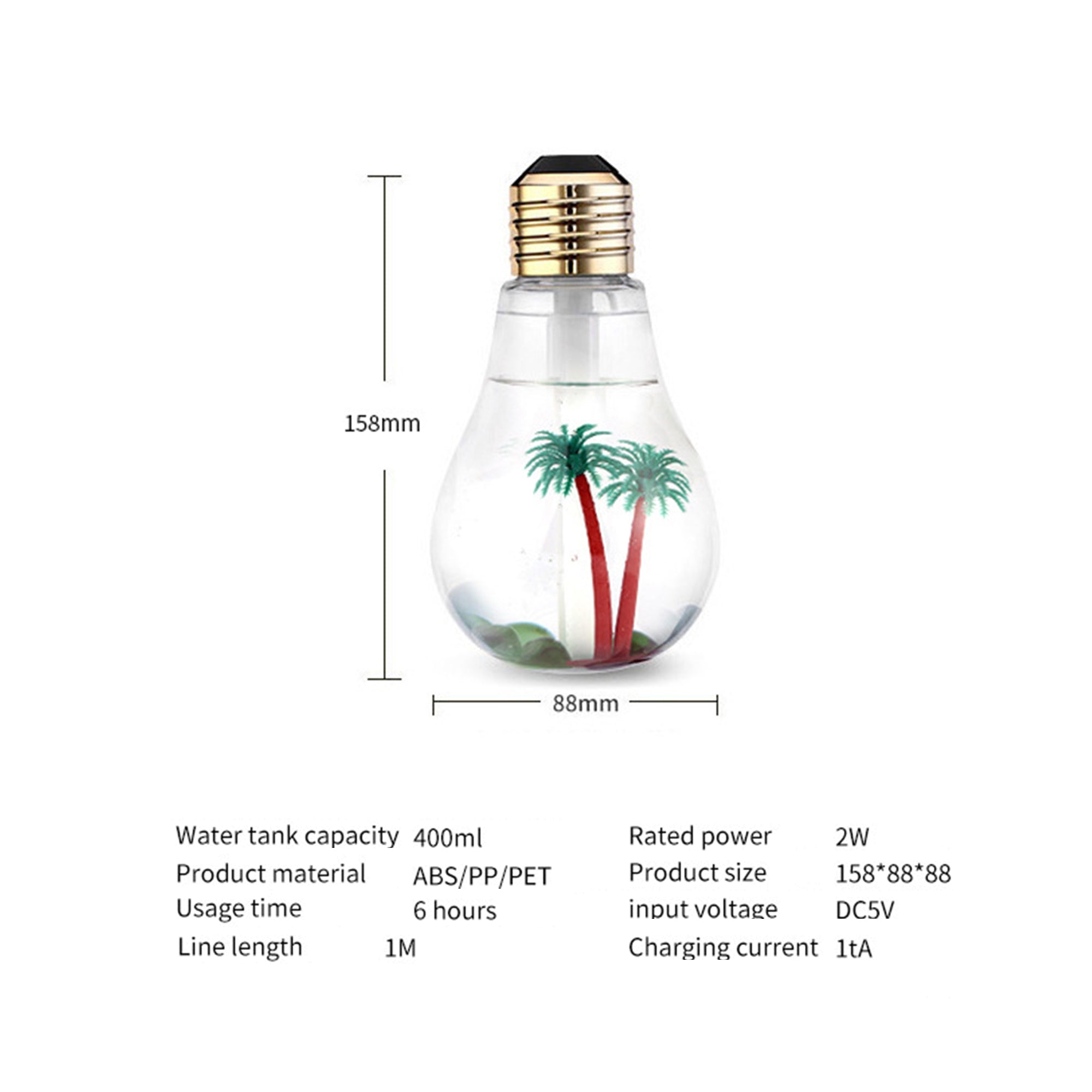 Usb Air Humidifier Bulb With Colorful Led Night Light