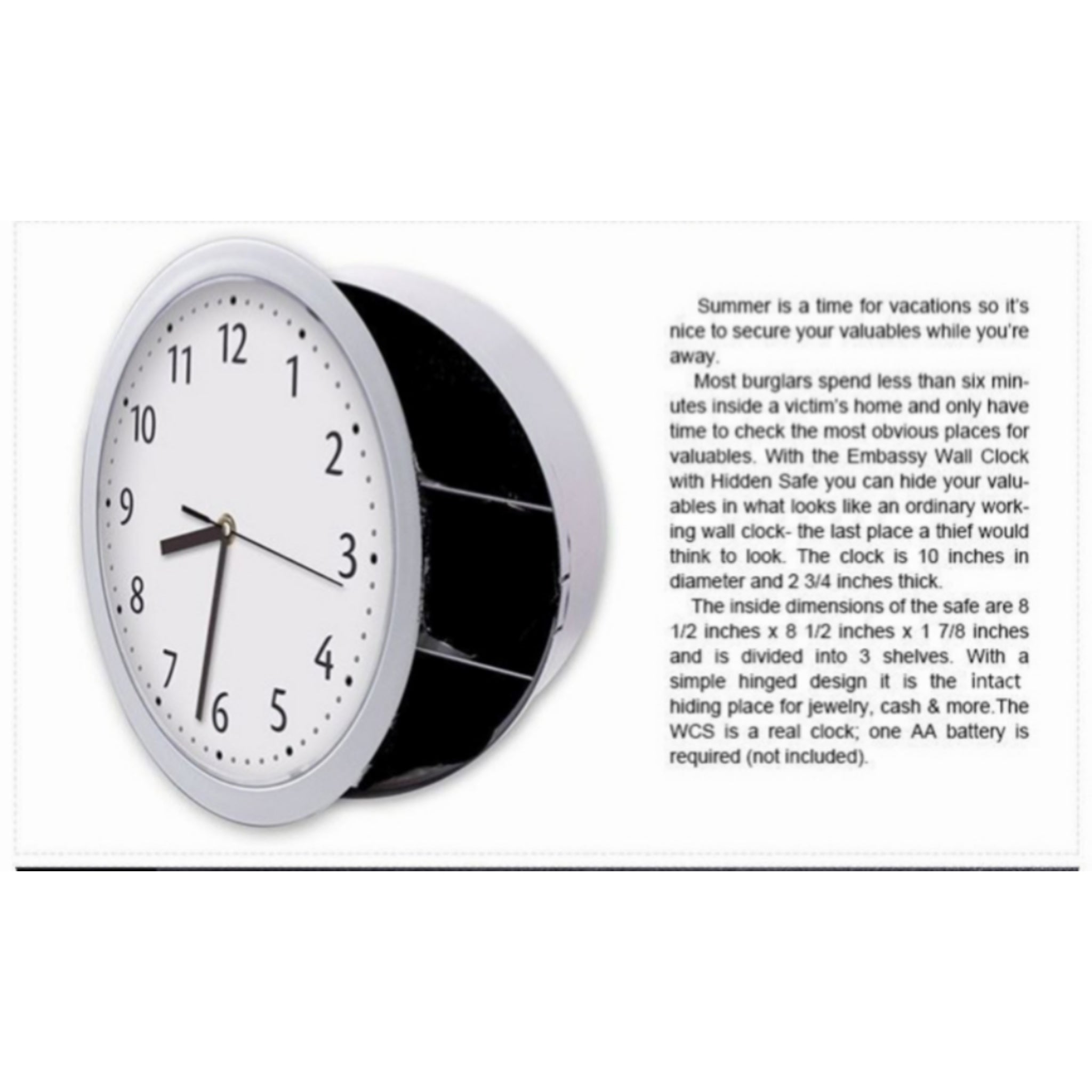 ABS Hidden Safe Clock Wall Lock Storage
