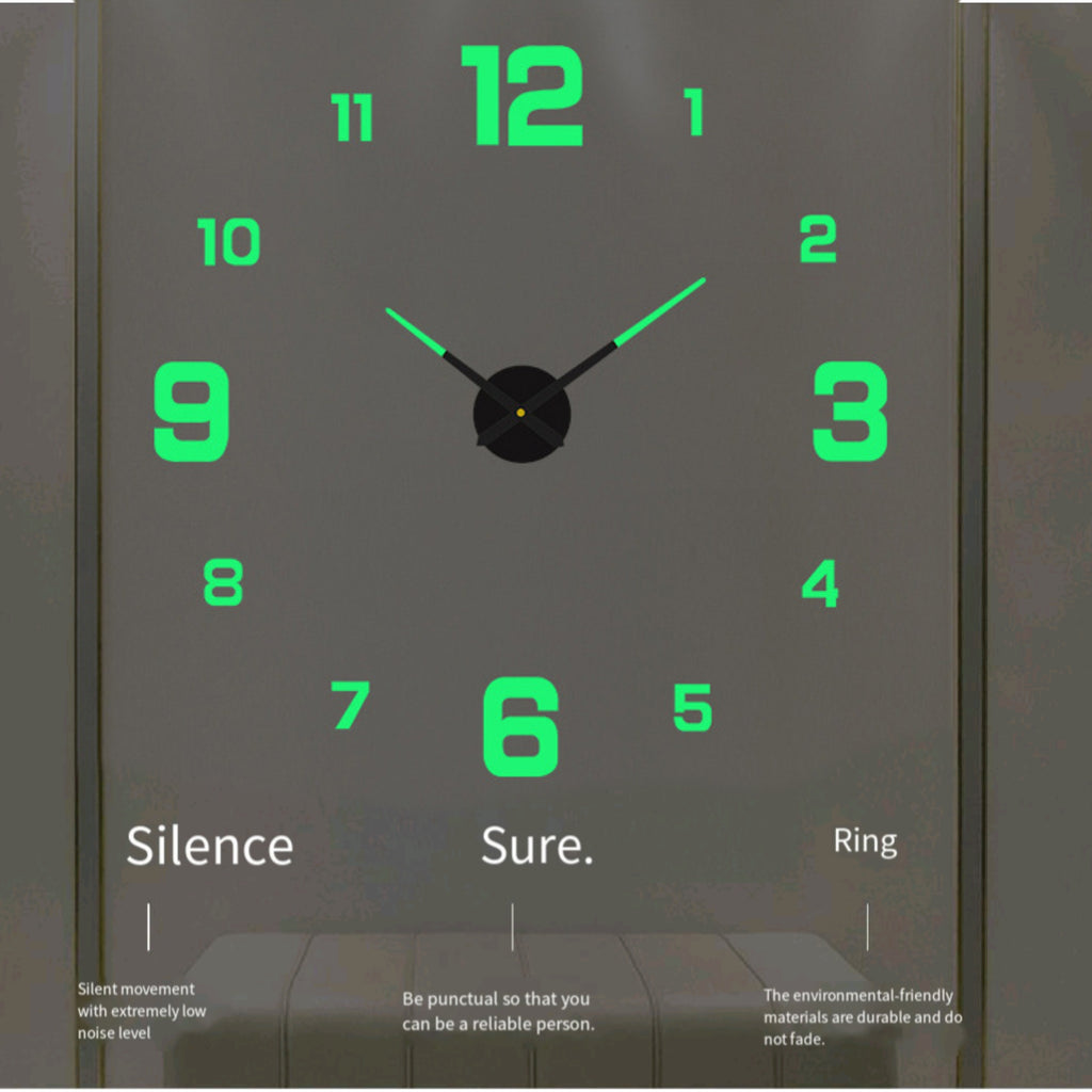 Glow In The Dark Wall Clock No Drill Silent