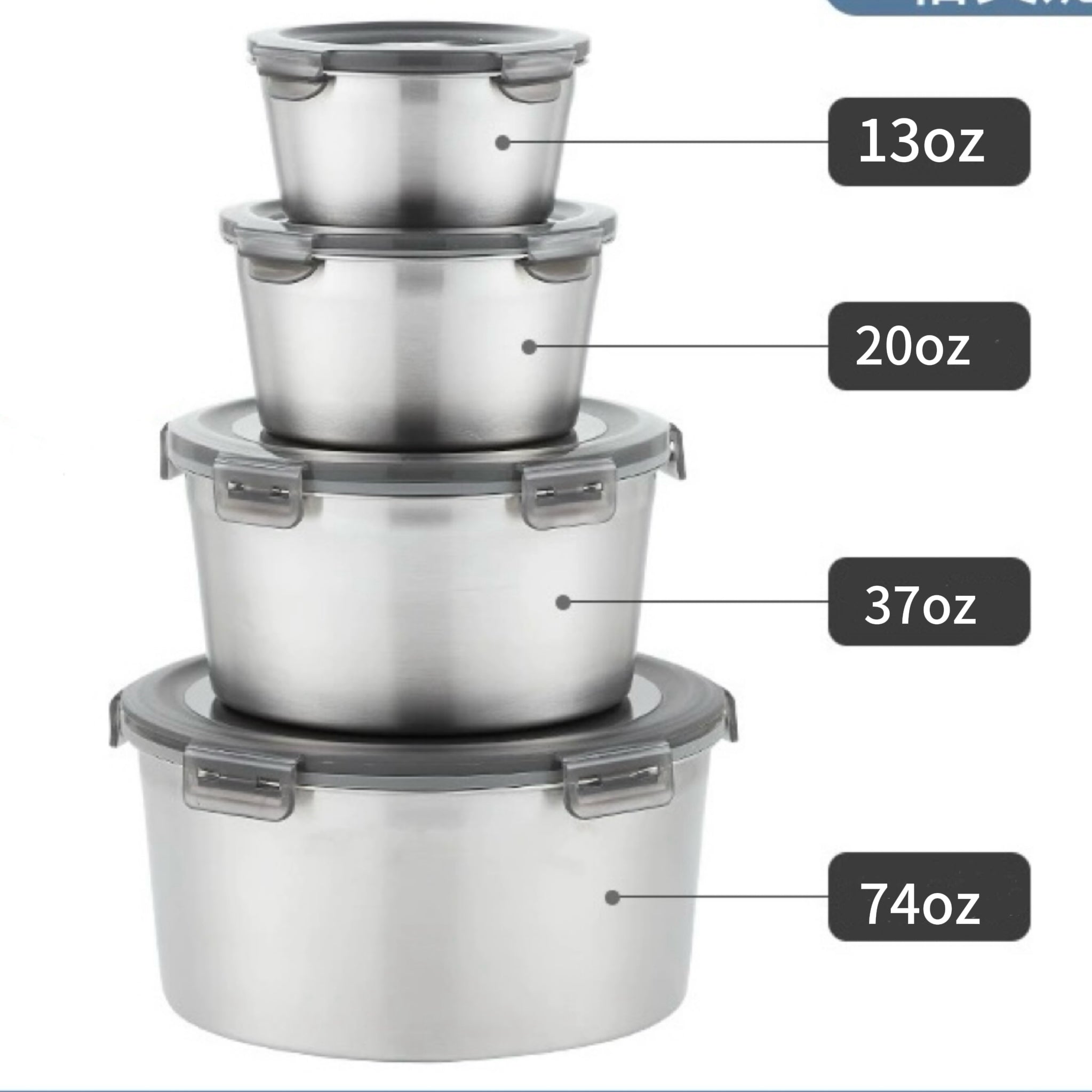 37 Oz 316 Stainless Steel Round Food Storage Container