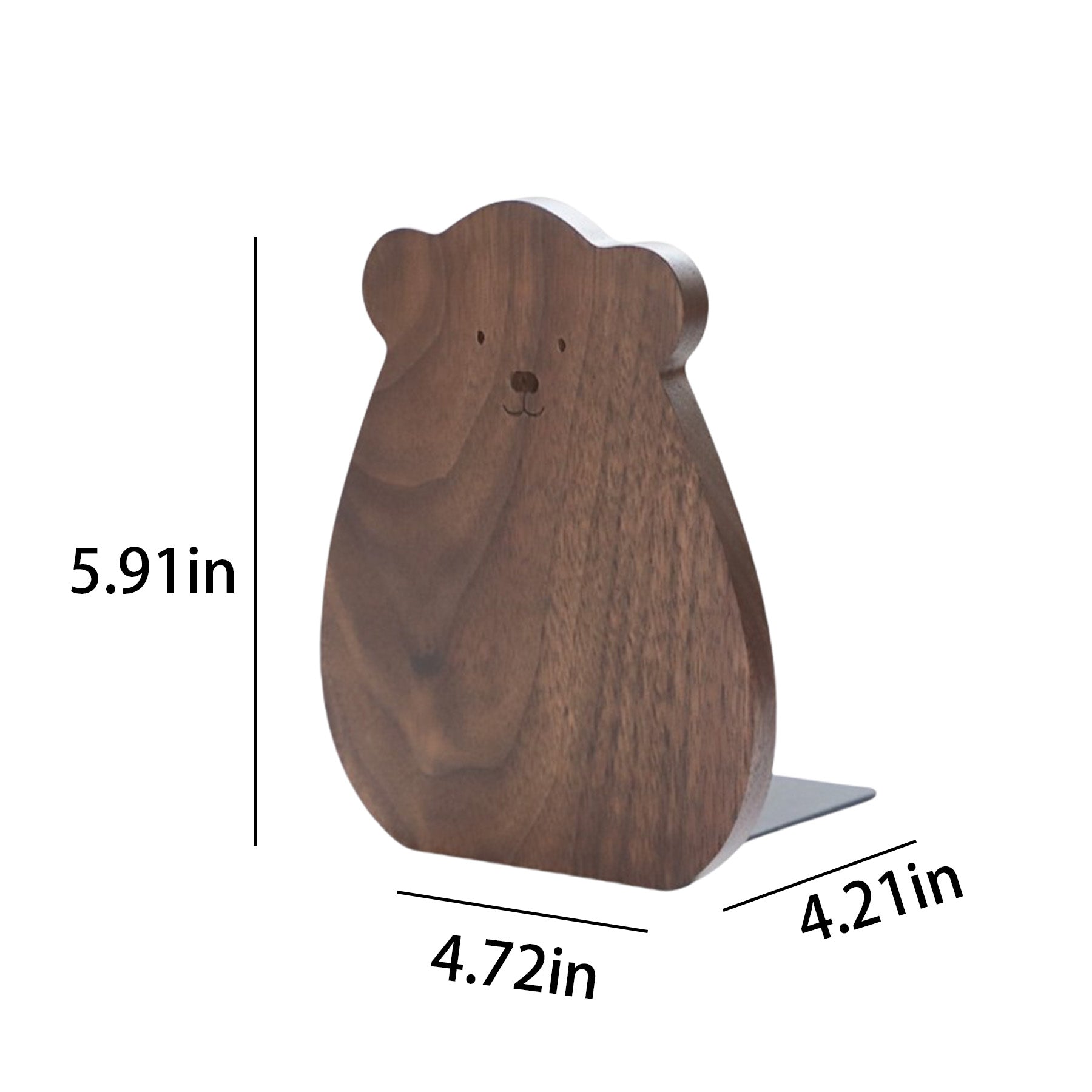 Bear Shape Black Walnut Wood Bookend Holder