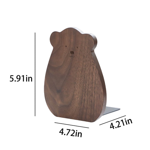 Bear Shape Black Walnut Wood Bookend Holder