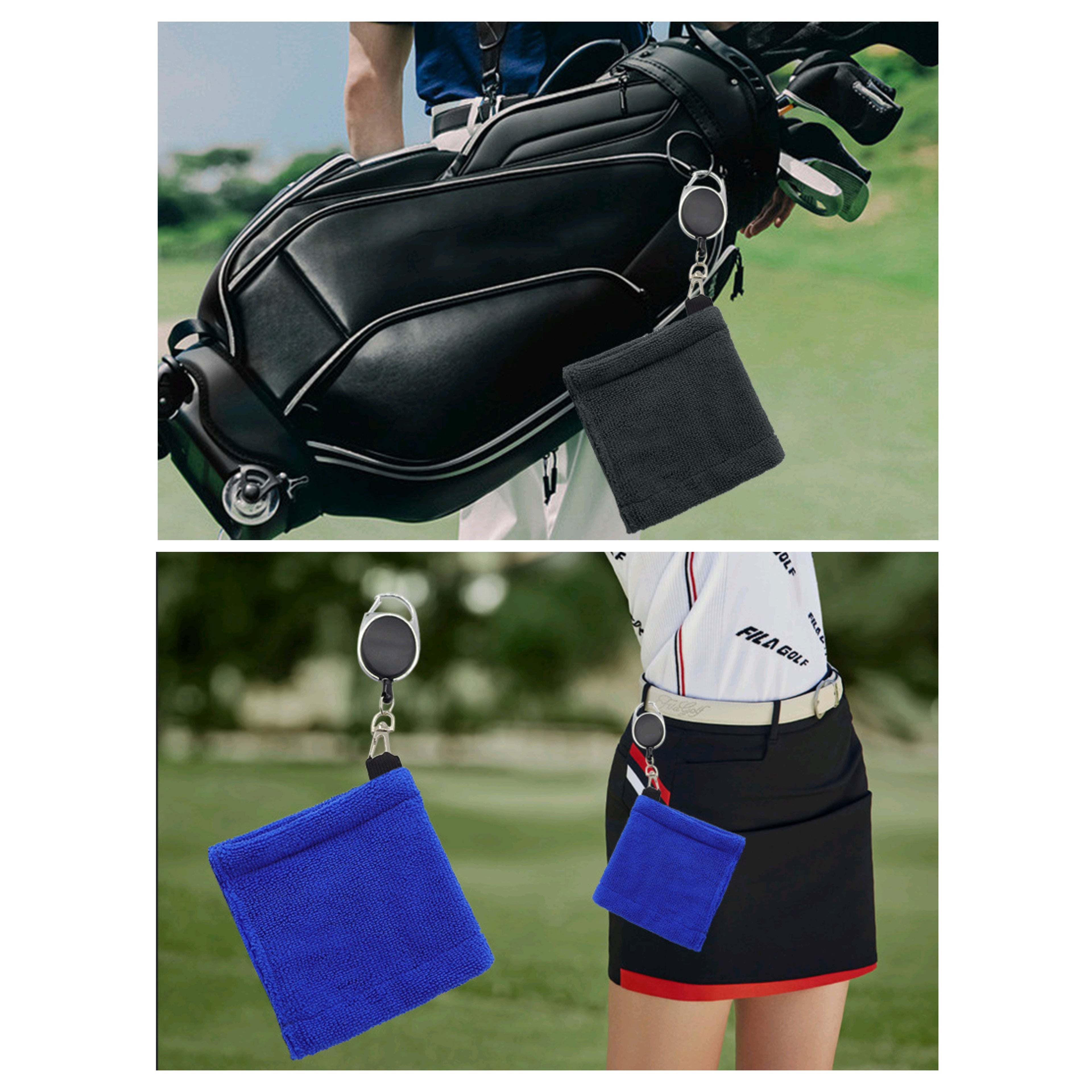 Golf Towel Microfiber Cleaning Clip Club Carabiner Quick Dry