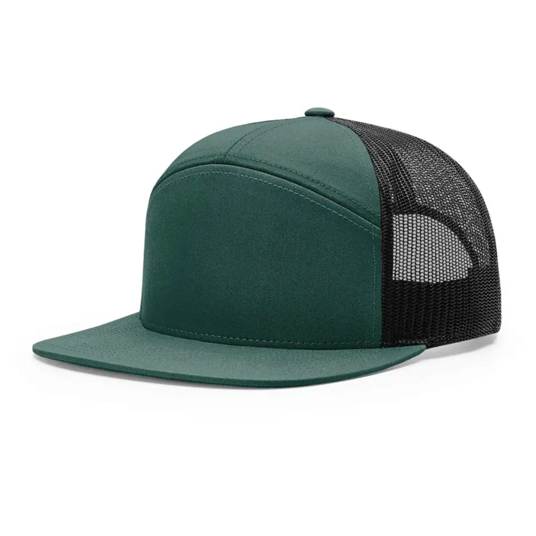 7 Panel Snapback Mesh Back Cap Flat Bill Trucker Hat