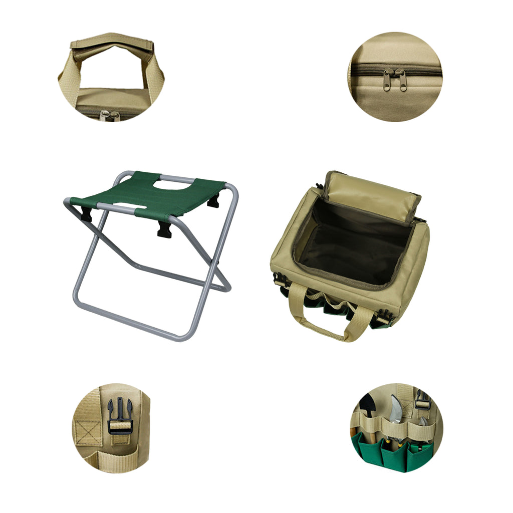Folding Garden Stool With Detachable Tote