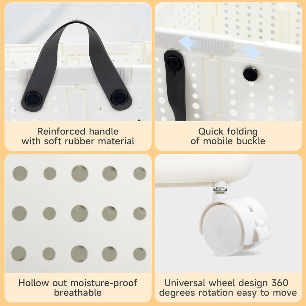 Foldable PP Laundry Basket with Wheels