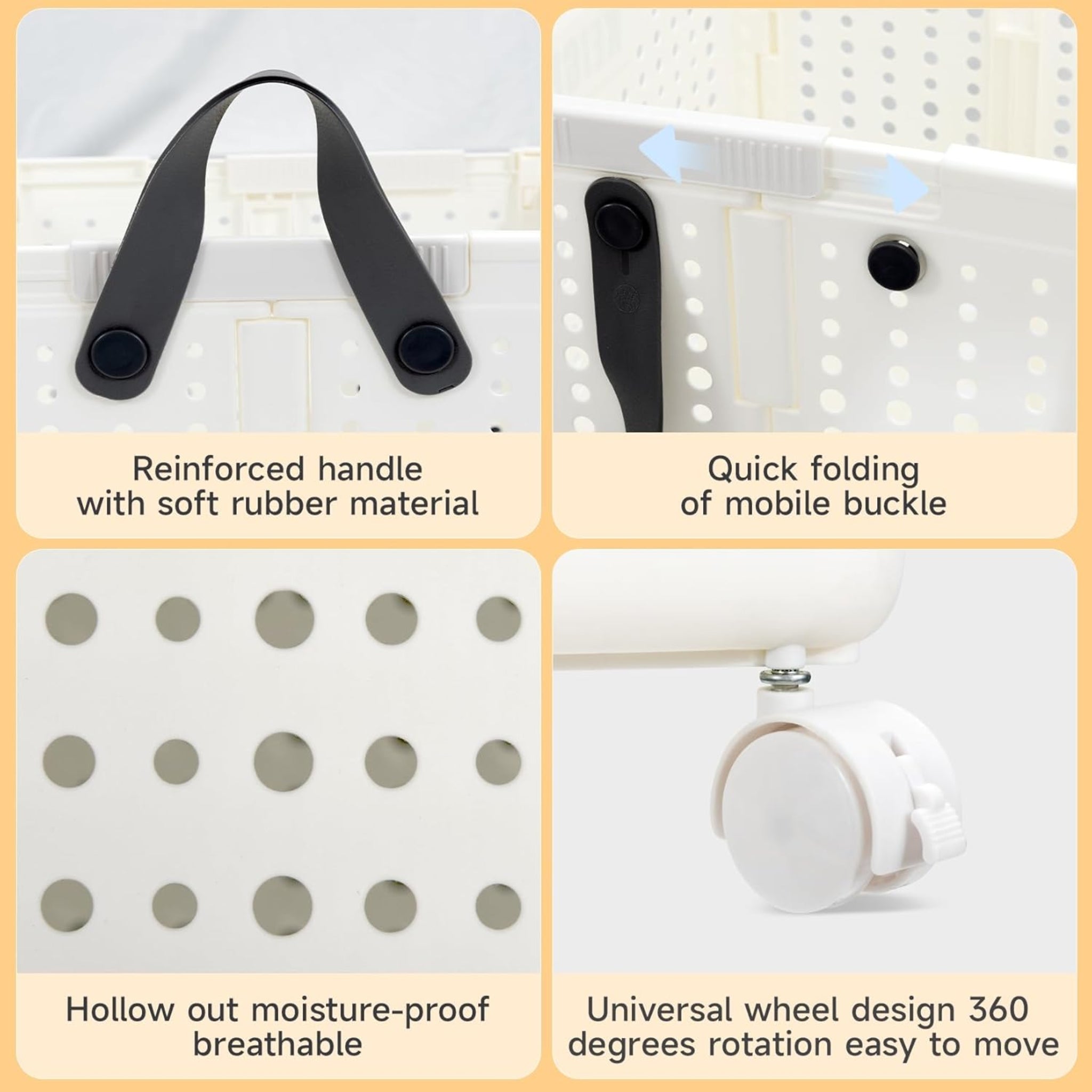 Foldable PP Laundry Basket with Wheels