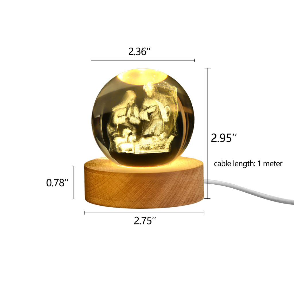 3D Crystal Night Light With Wooden Base Gifts For Christians