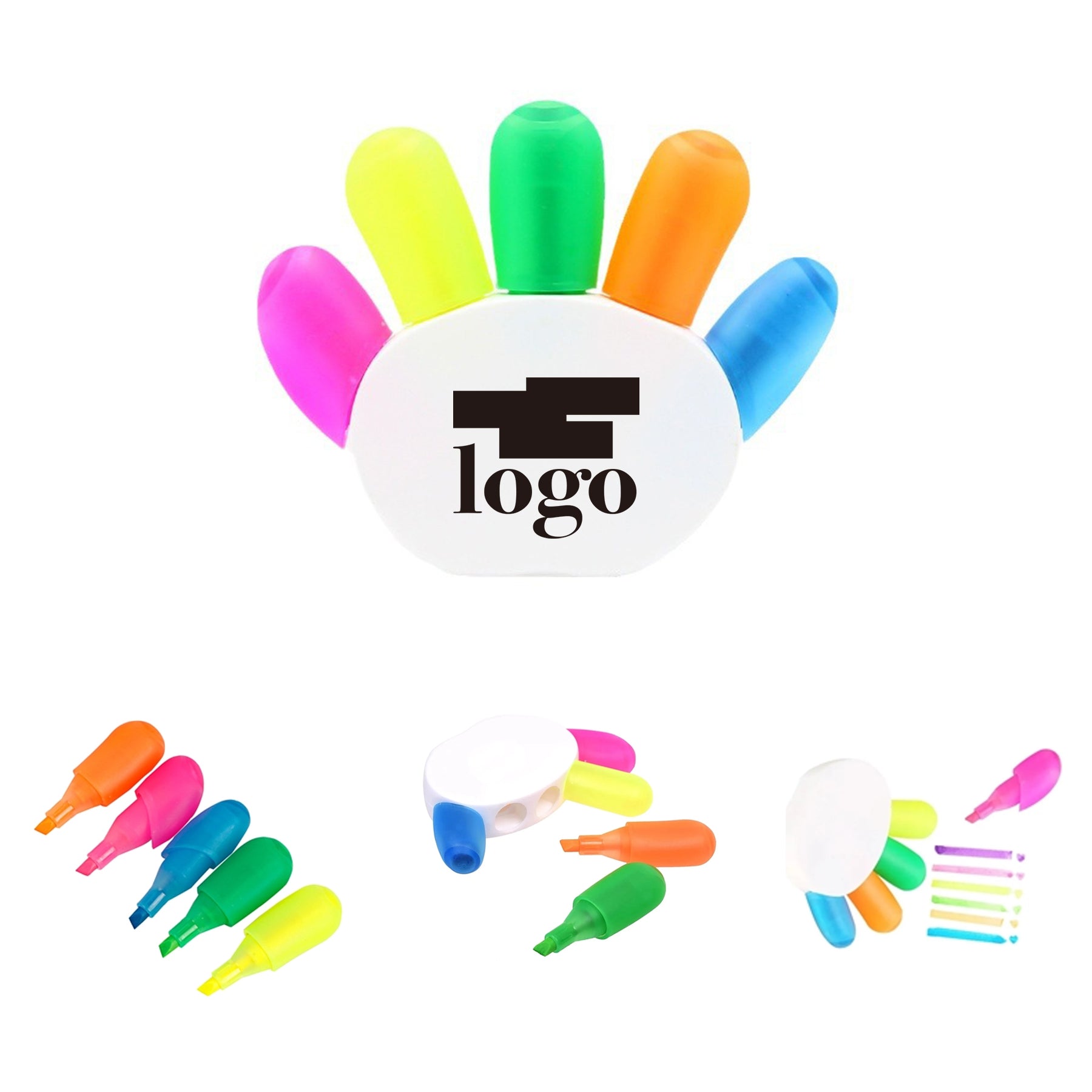 Creative Five Color Palm Shaped Fluorescent Pen