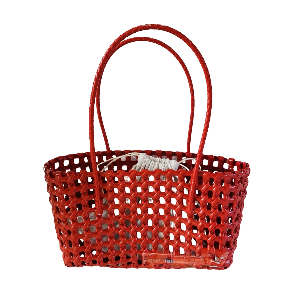 Openwork Crochet PVC Beach Tote Market Bag