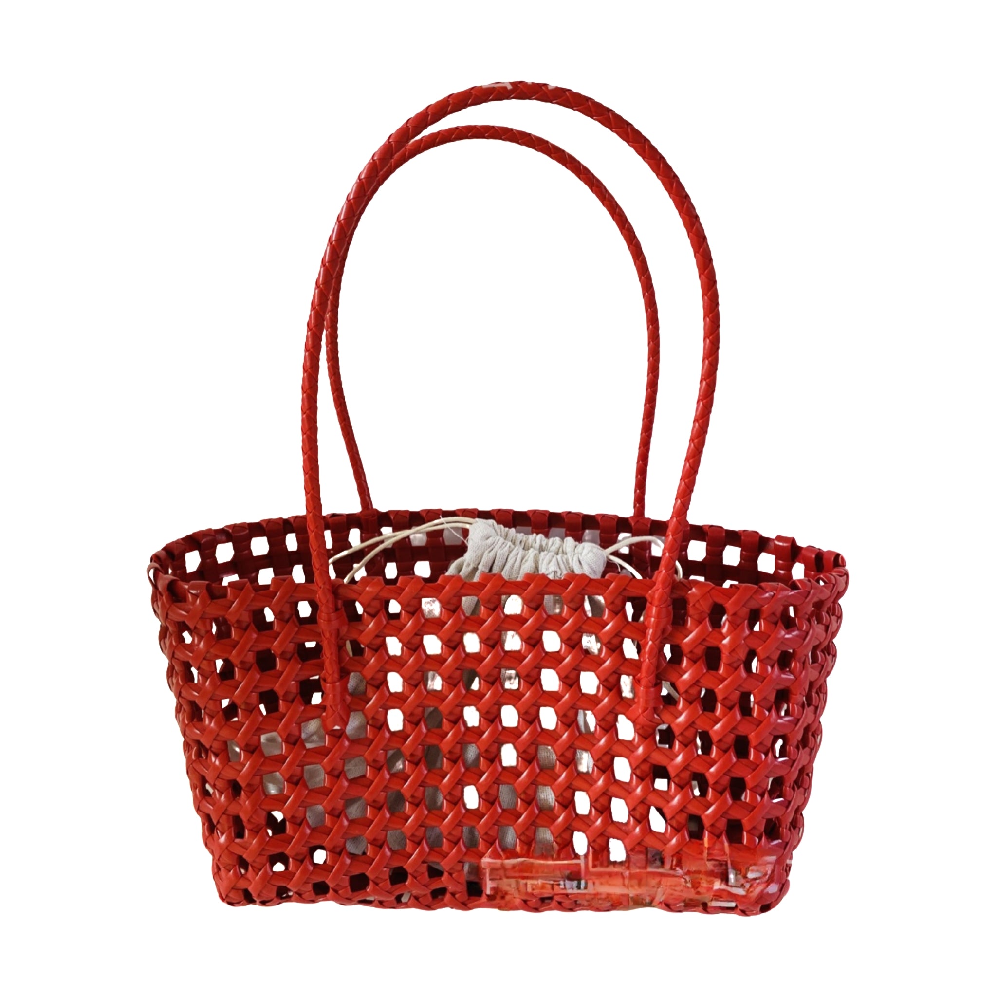 Openwork Crochet PVC Beach Tote Market Bag