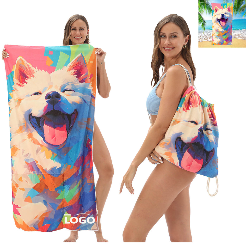 2 in 1 Foldable Printed Beach and Bath Towel