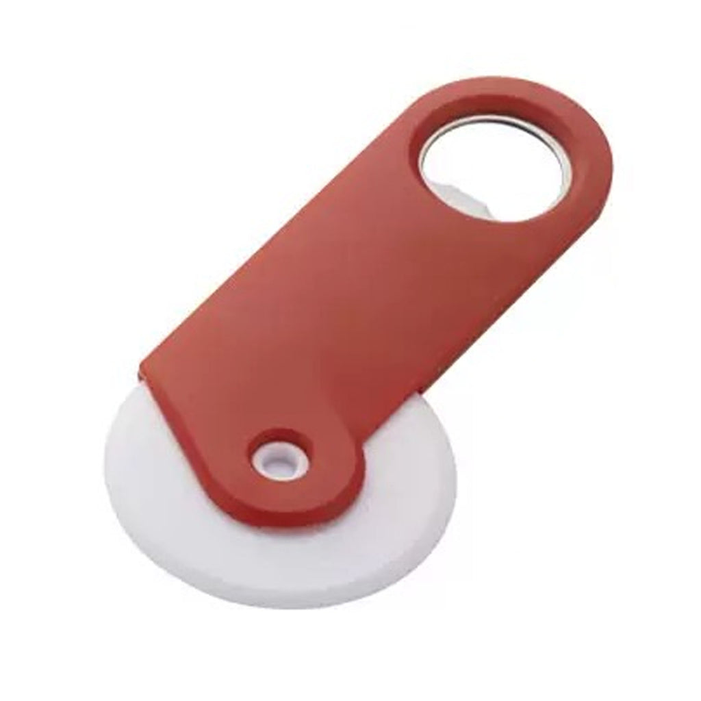 2 in 1 PS Material Round Pizza Cutter Wheel Bottle Opener