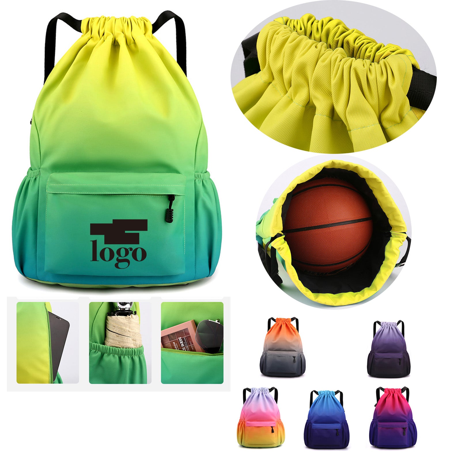 Large Capacity Gradient Drawstring Backpack Bag