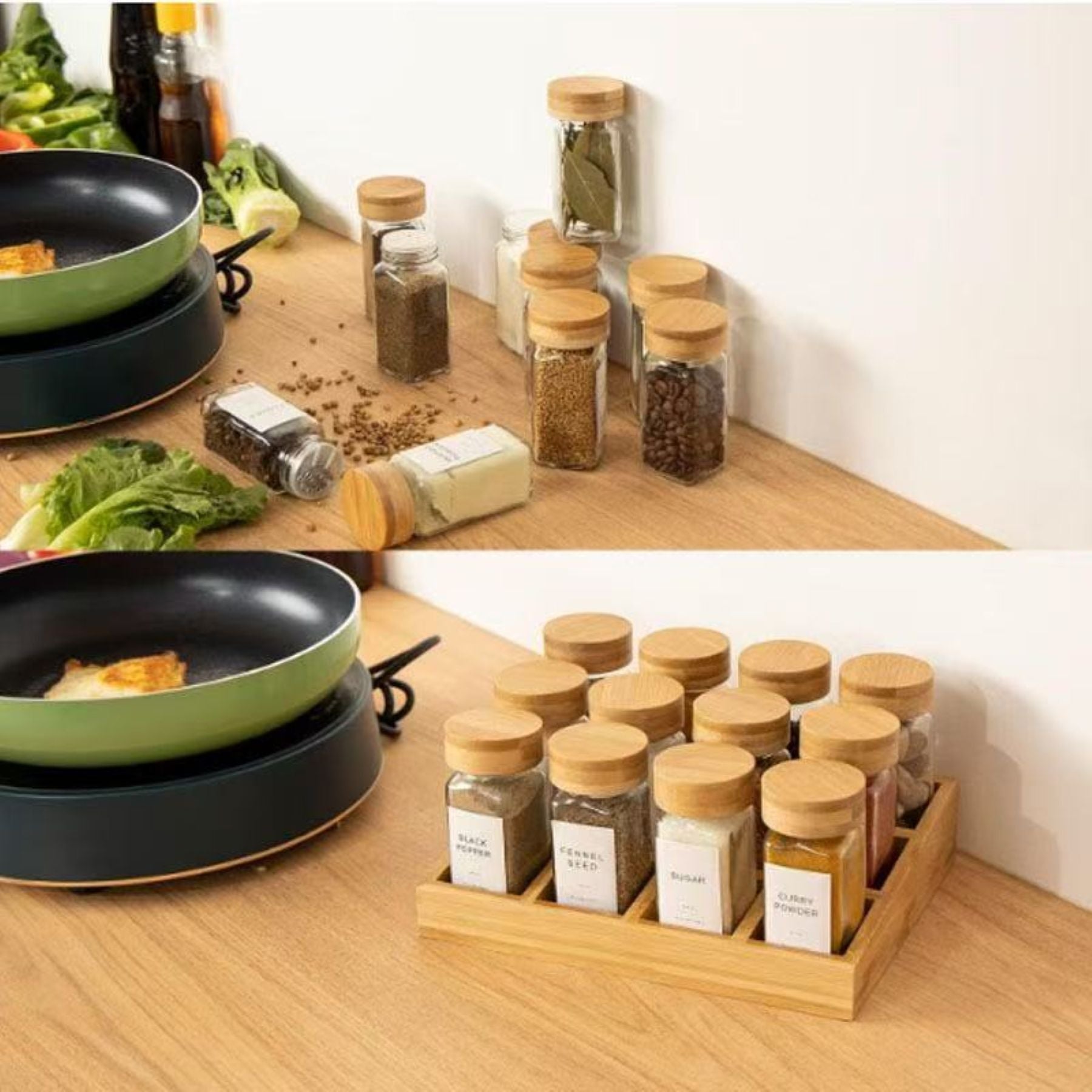 12-Cell Wooden Spice Box