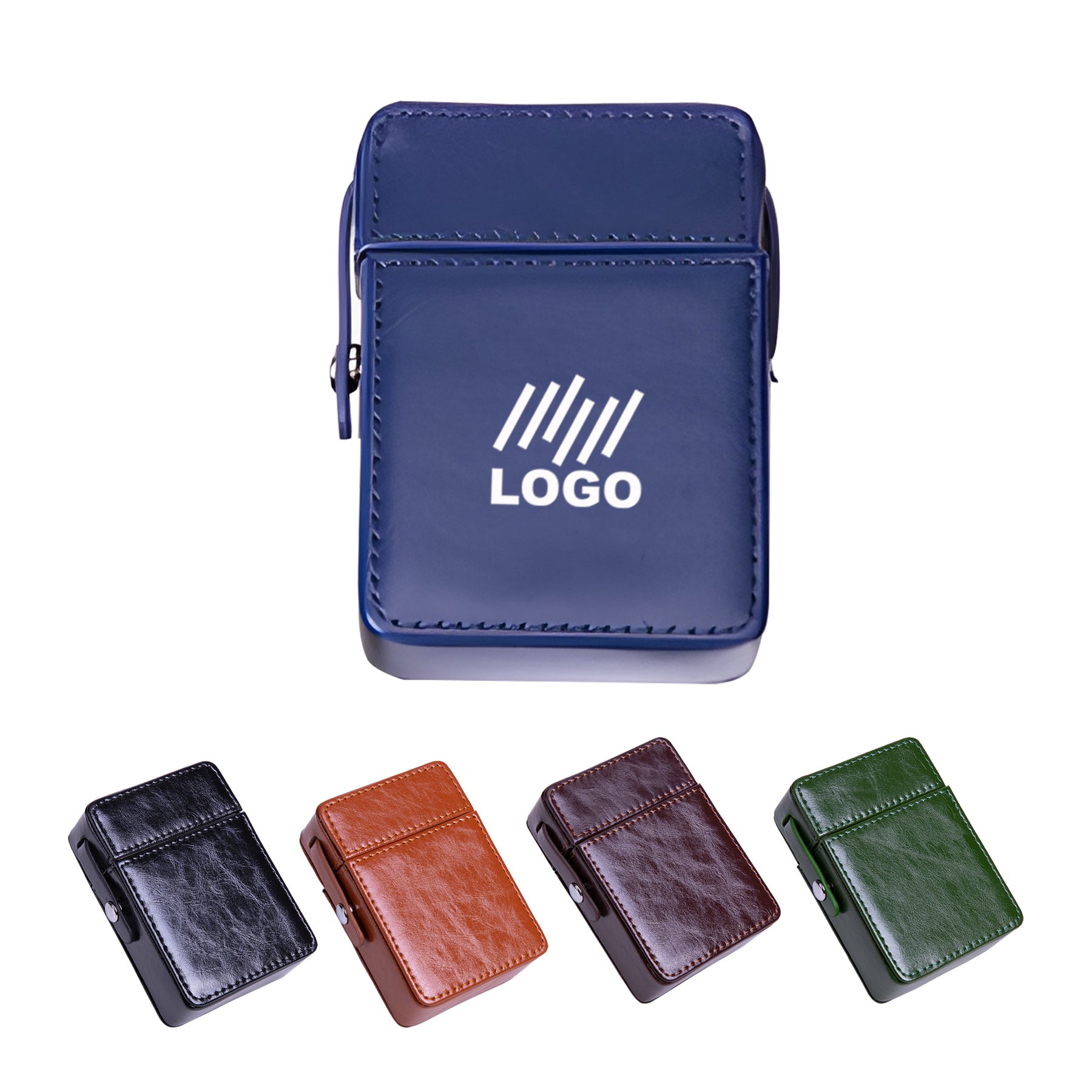 Anti Pressure PU Leather Cigarette Case With Lighter Holder